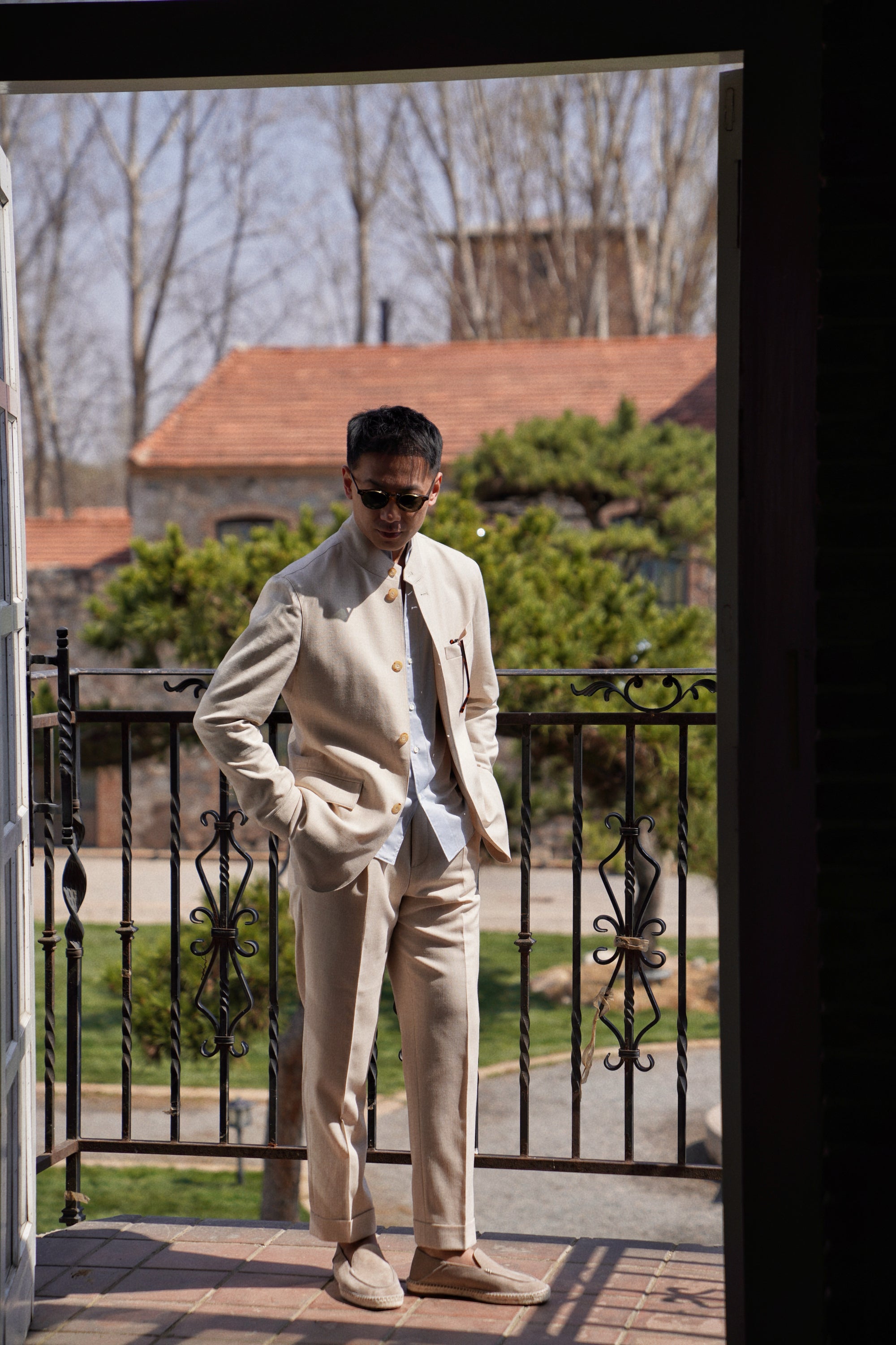 Beige Silk Linen Wool Earl Jacket #265