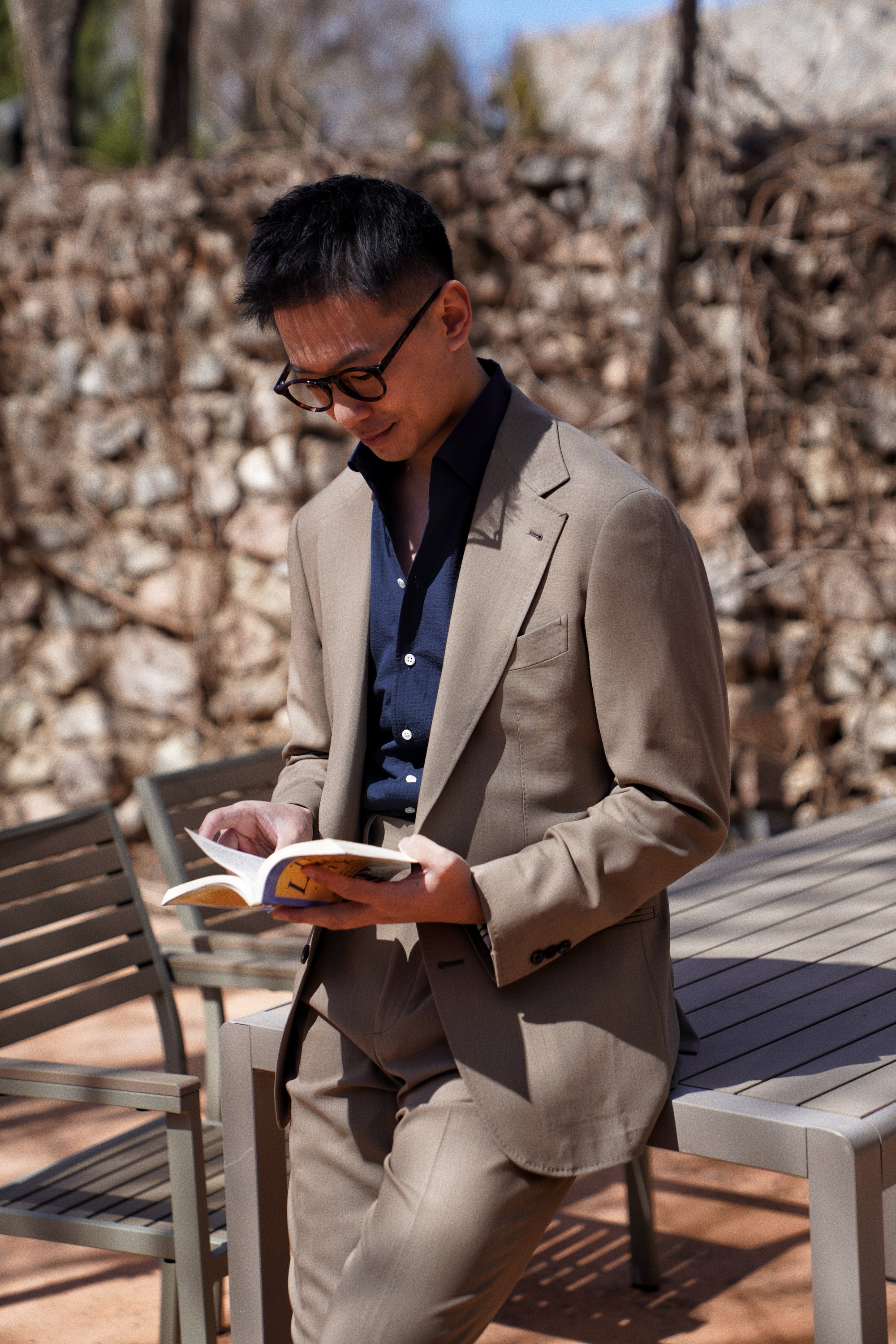 MTO Olive 140s Open Weave Wool Suit #749