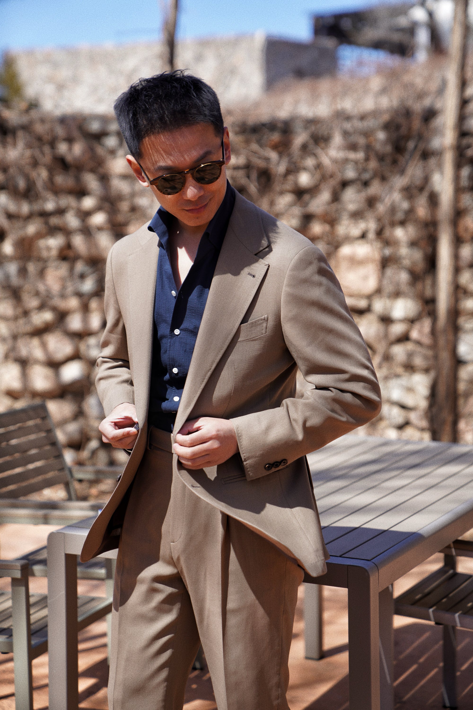 MTO Olive 140s Open Weave Wool Suit #749