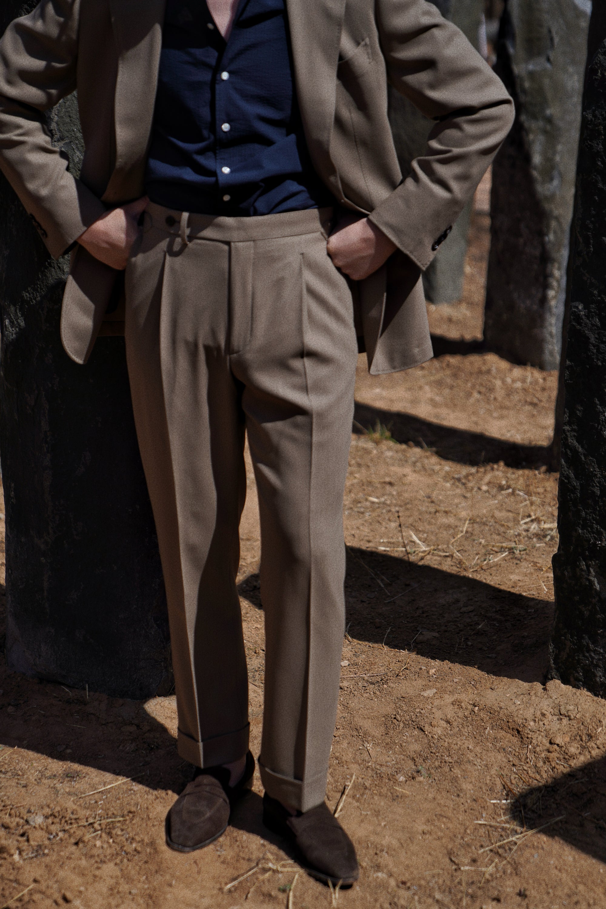 MTO Olive 140s Open Weave Wool Suit #749