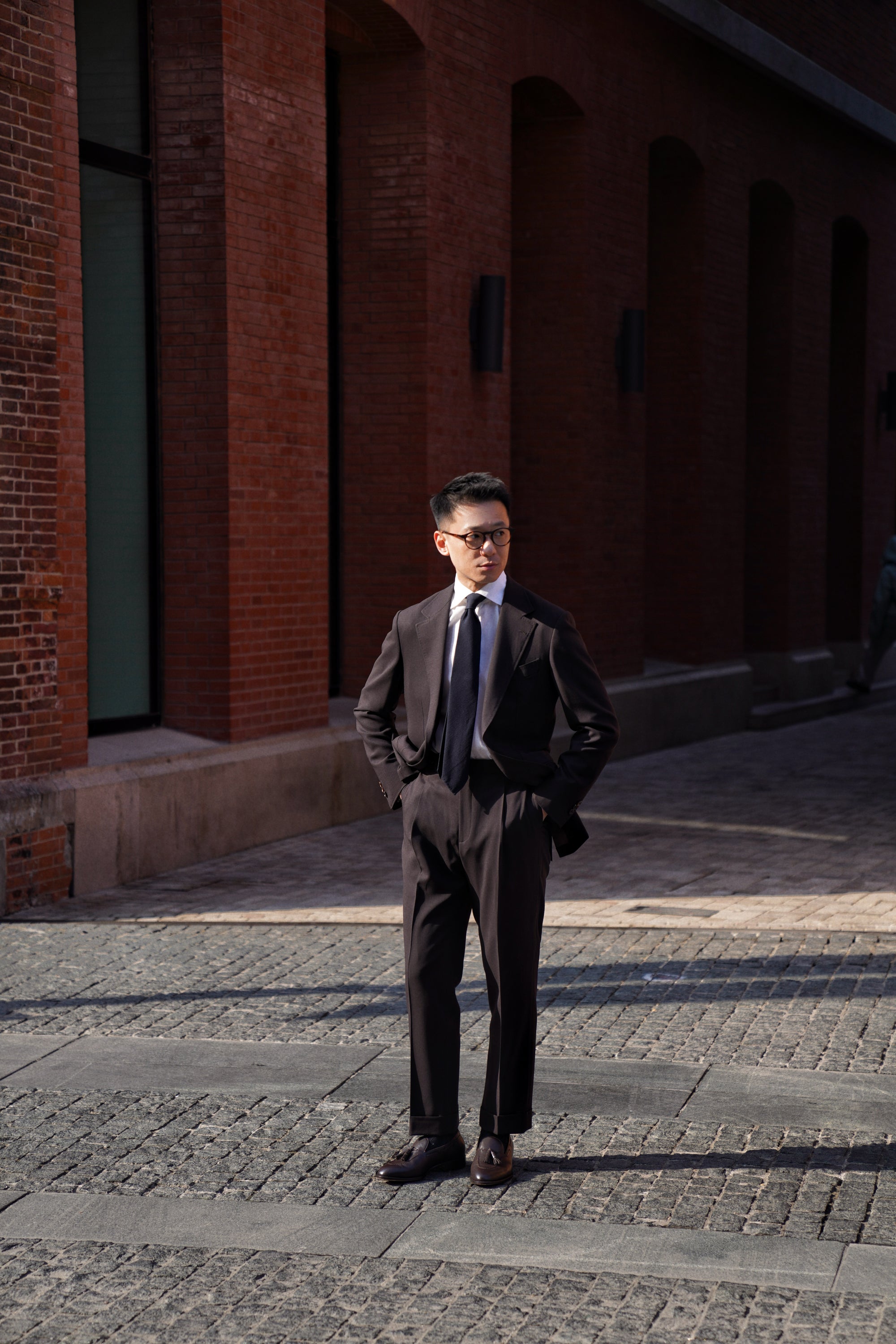 MTO Dark Chocolate 140s Open Weave Wool Suit #753
