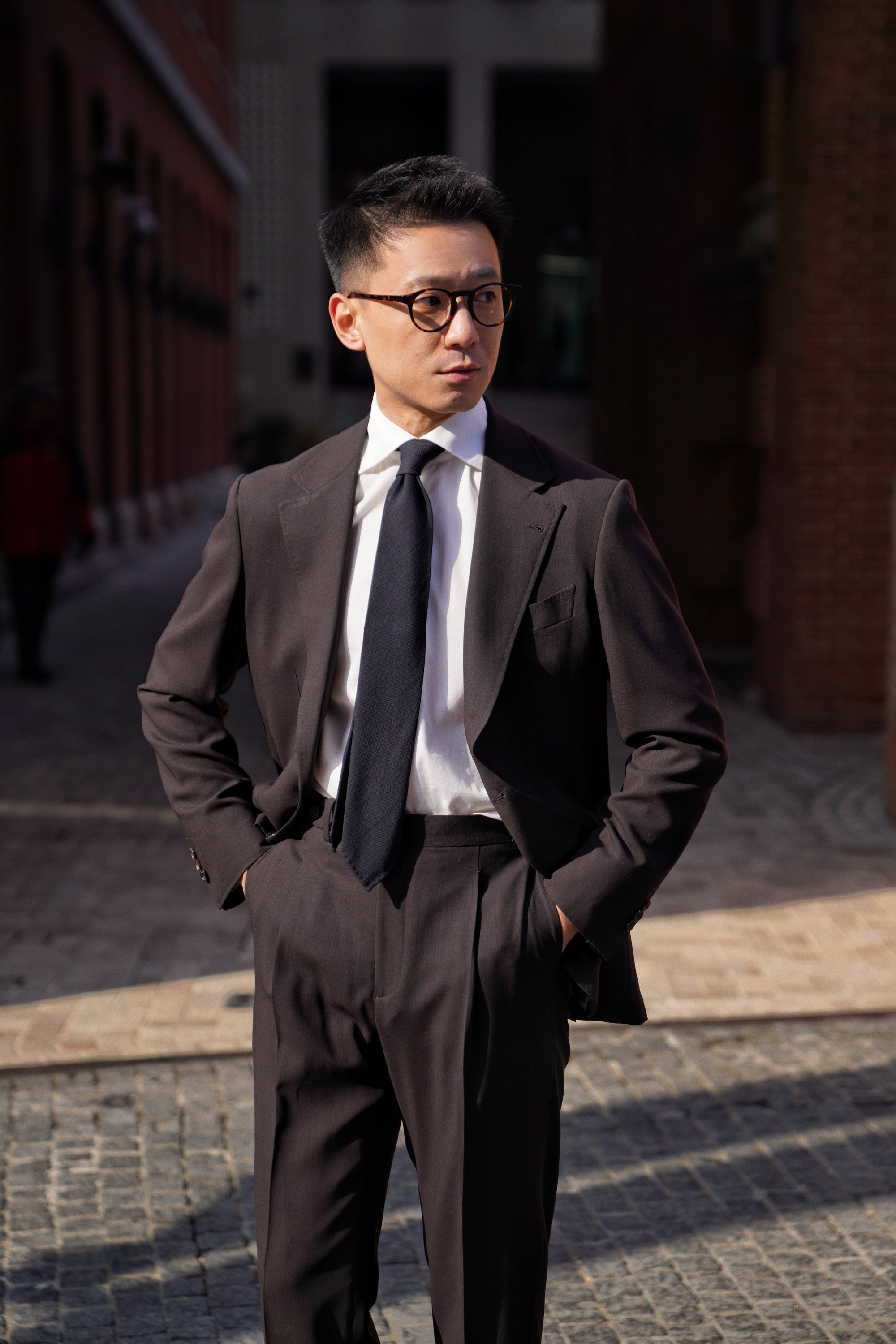MTO Dark Chocolate 140s Open Weave Wool Suit #753