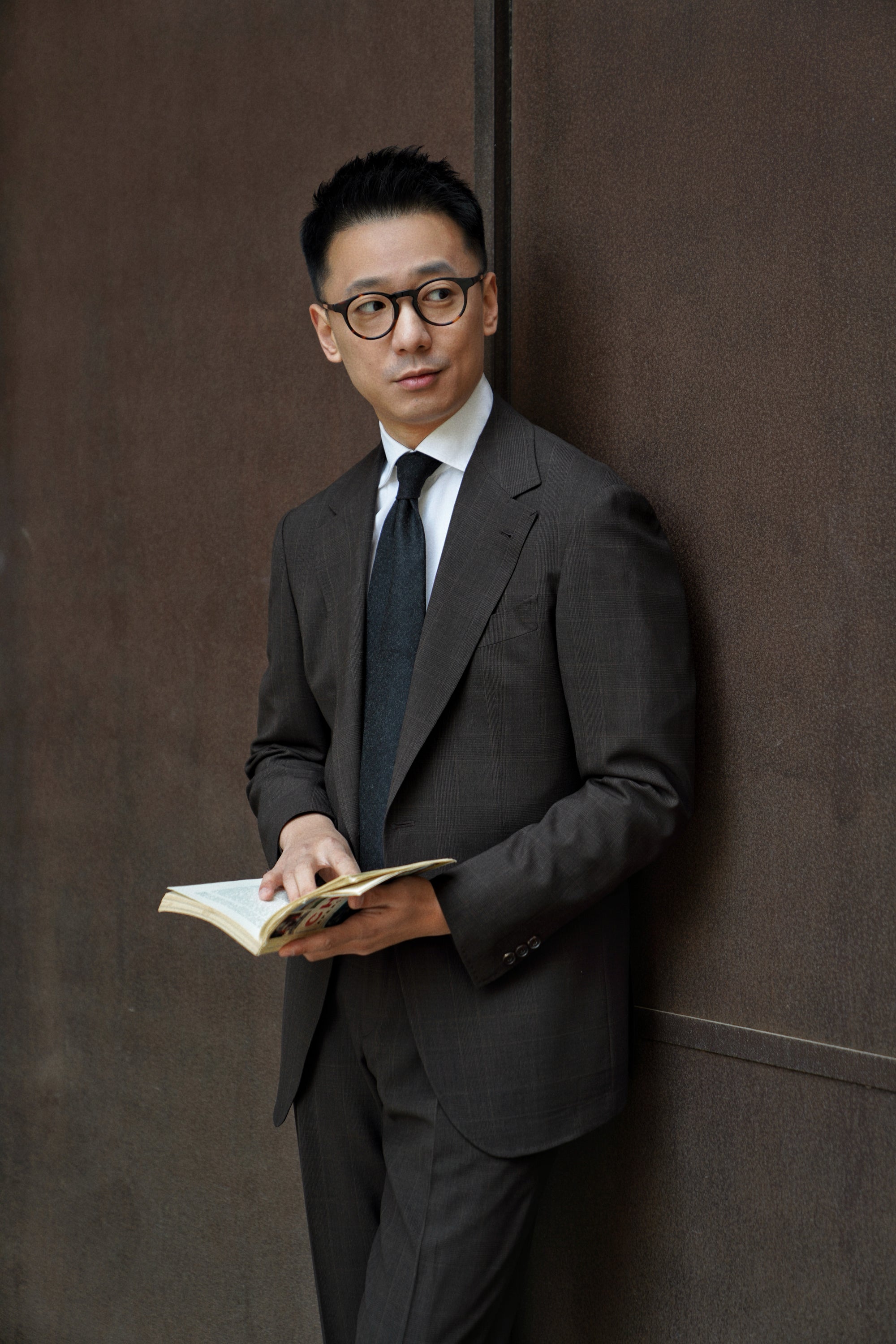 MTO Dark Brown Glen Check 140s Open Weave Wool Suit #752