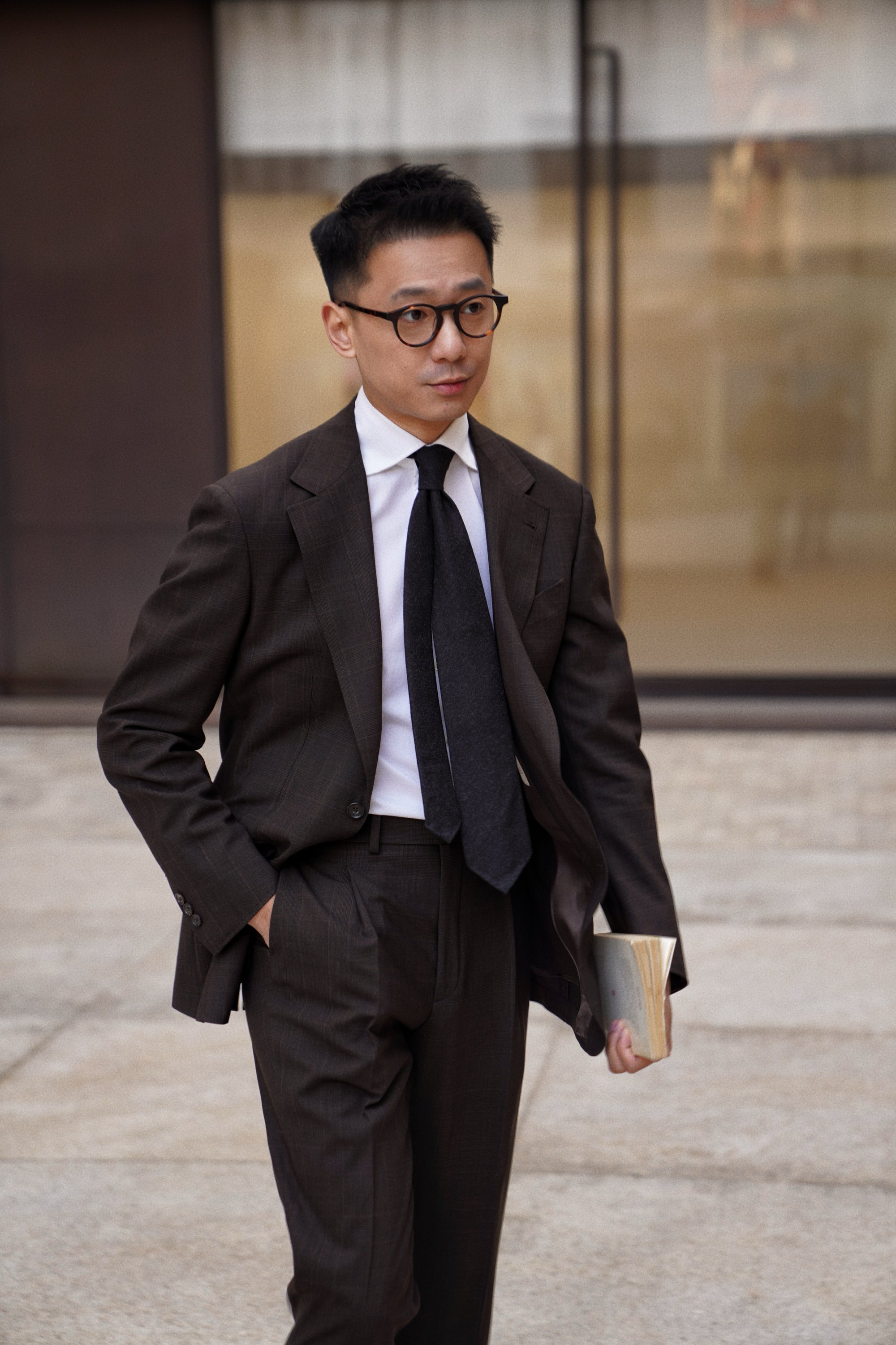 MTO Dark Brown Glen Check 140s Open Weave Wool Suit #752