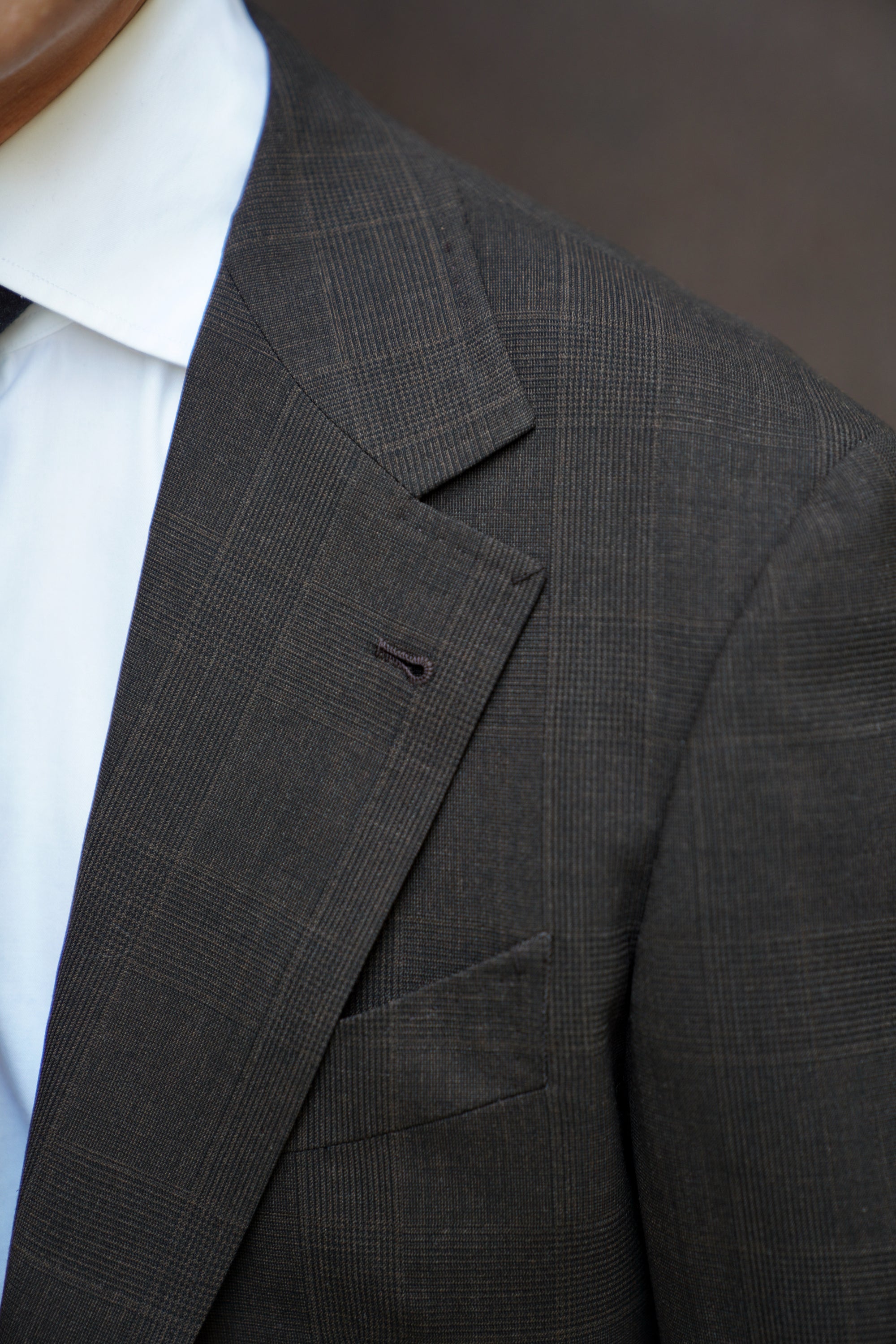 MTO Dark Brown Glen Check 140s Open Weave Wool Suit #752
