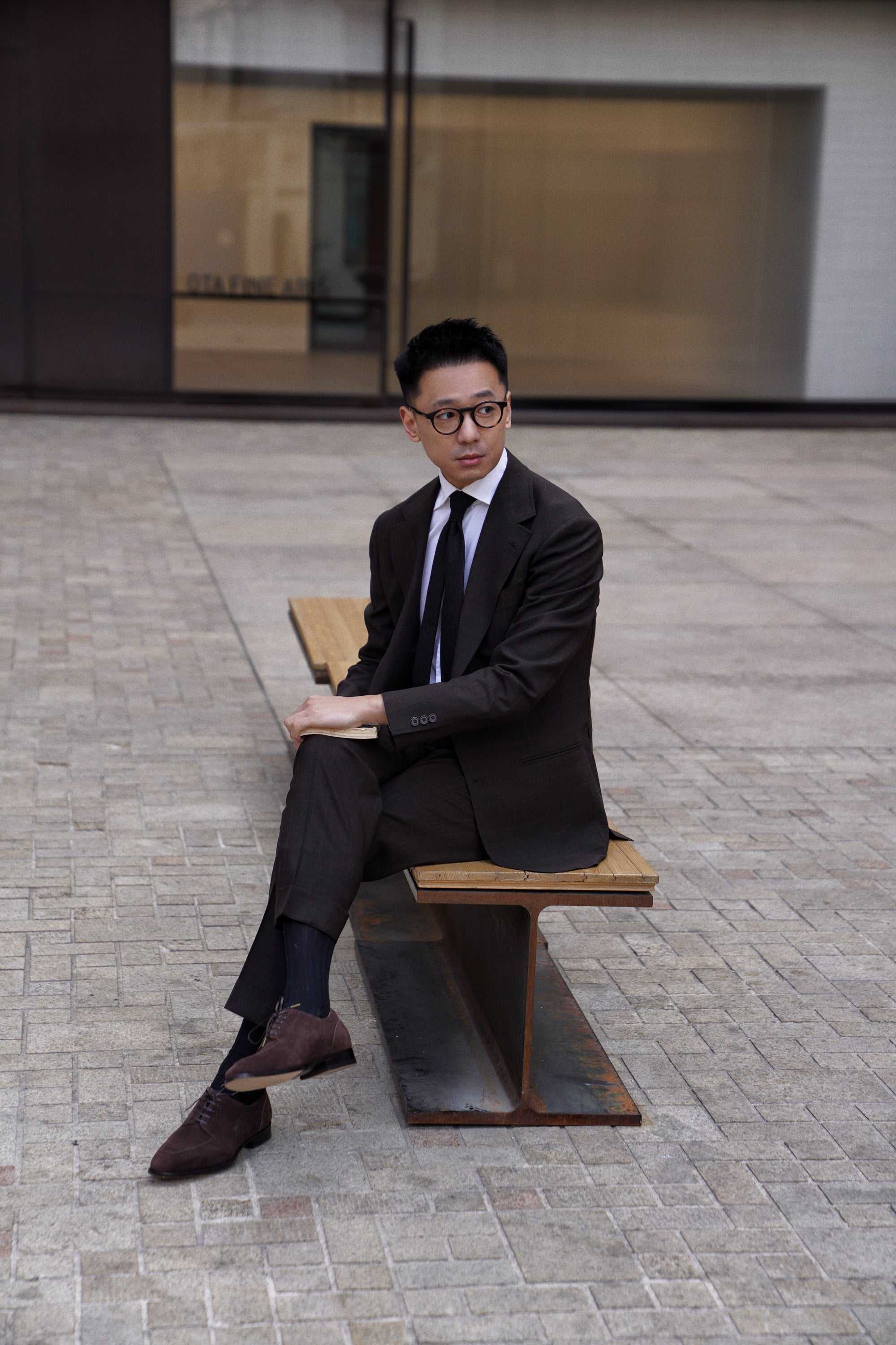 MTO Dark Brown Glen Check 140s Open Weave Wool Suit #752