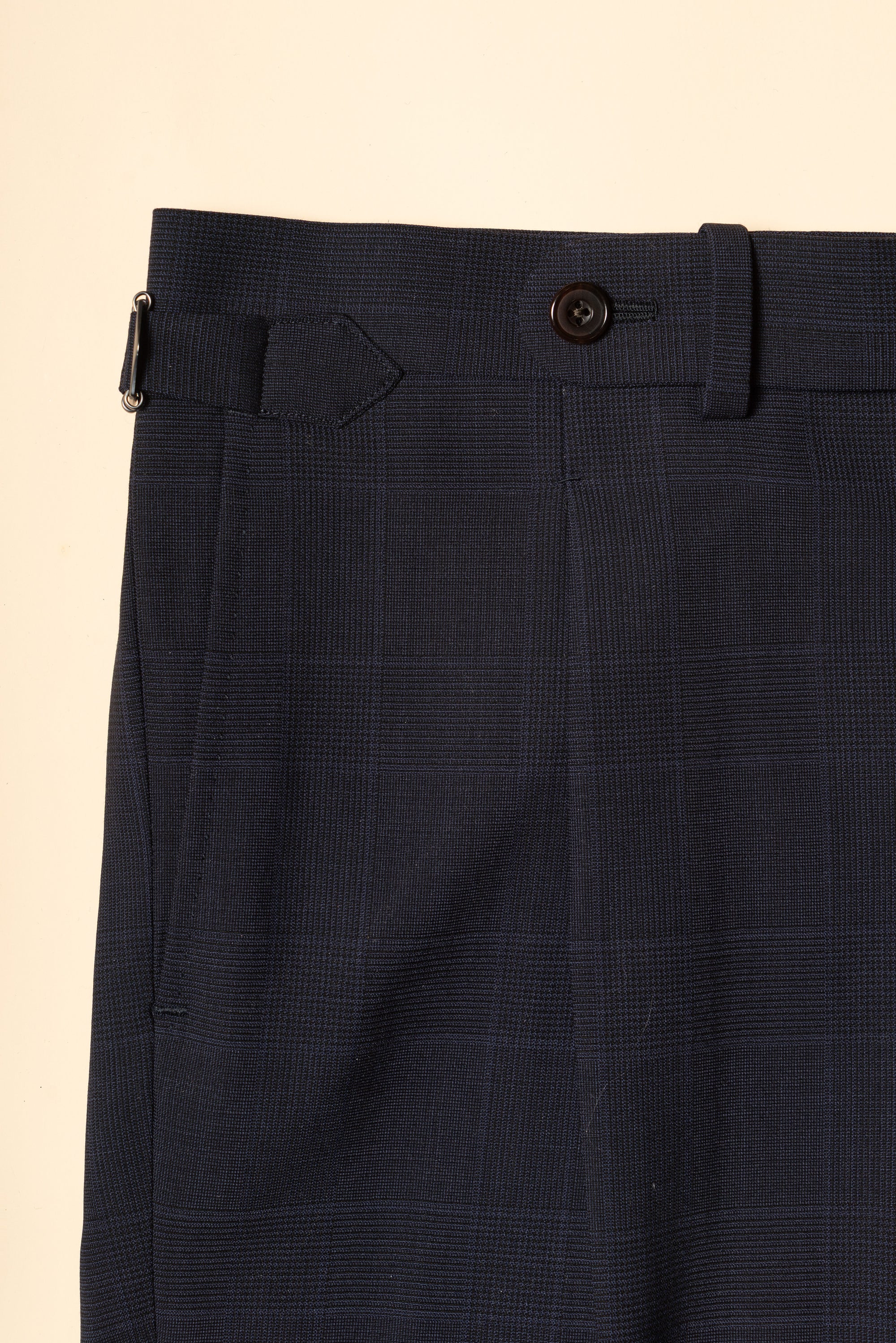 MTO Steel Navy Glen Check 140s Open Weave Wool Suit #754