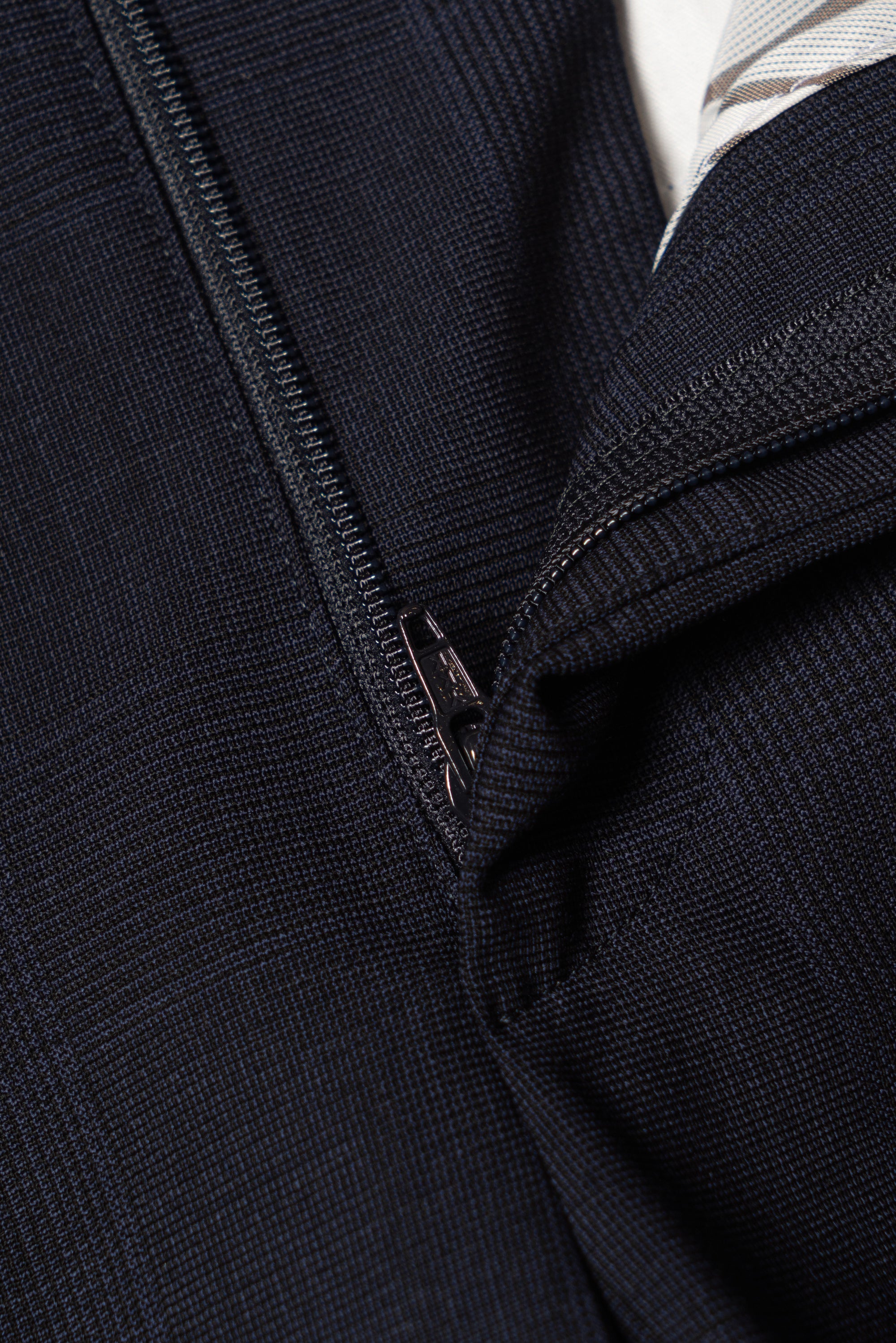 MTO Steel Navy Glen Check 140s Open Weave Wool Suit #754
