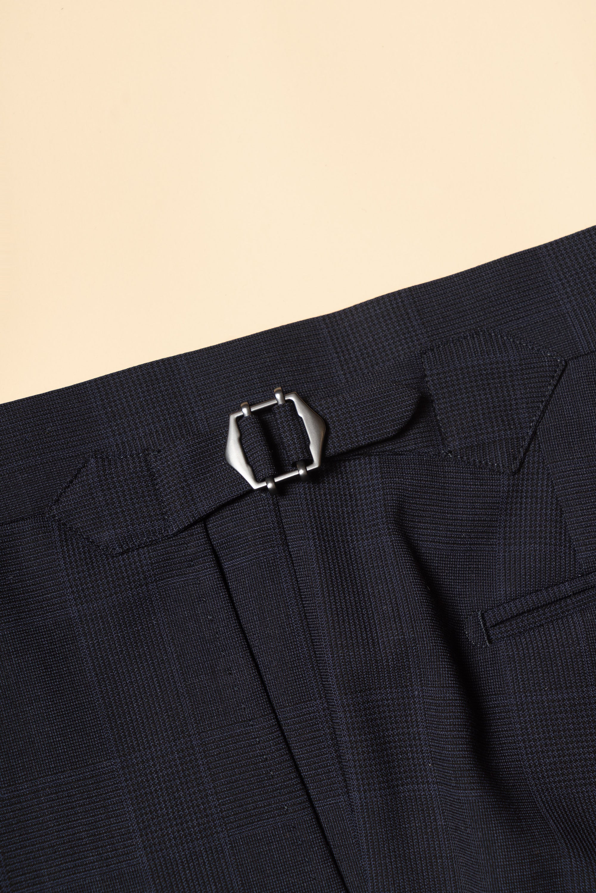 MTO Steel Navy Glen Check 140s Open Weave Wool Suit #754