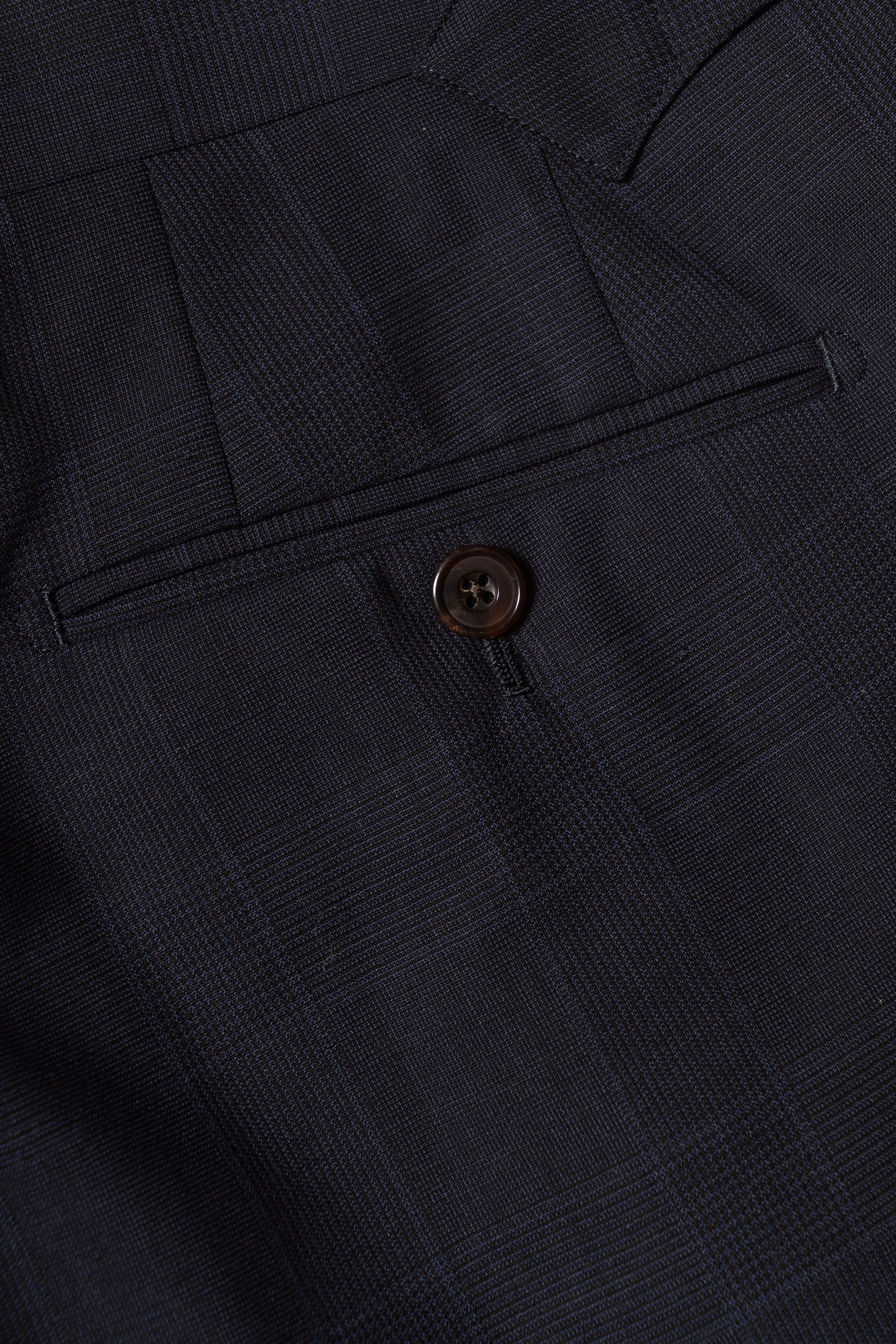 MTO Steel Navy Glen Check 140s Open Weave Wool Suit #754