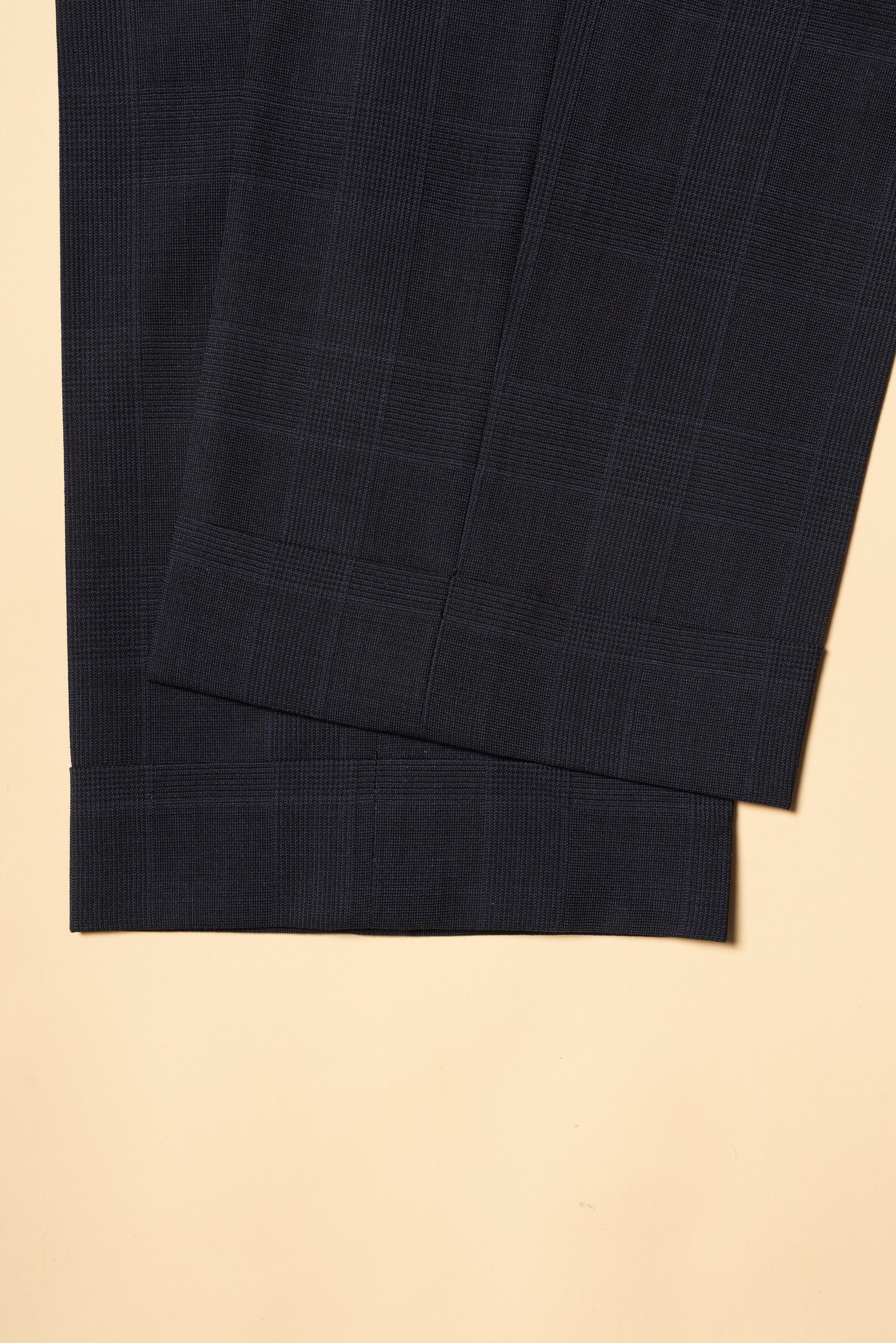 MTO Steel Navy Glen Check 140s Open Weave Wool Suit #754