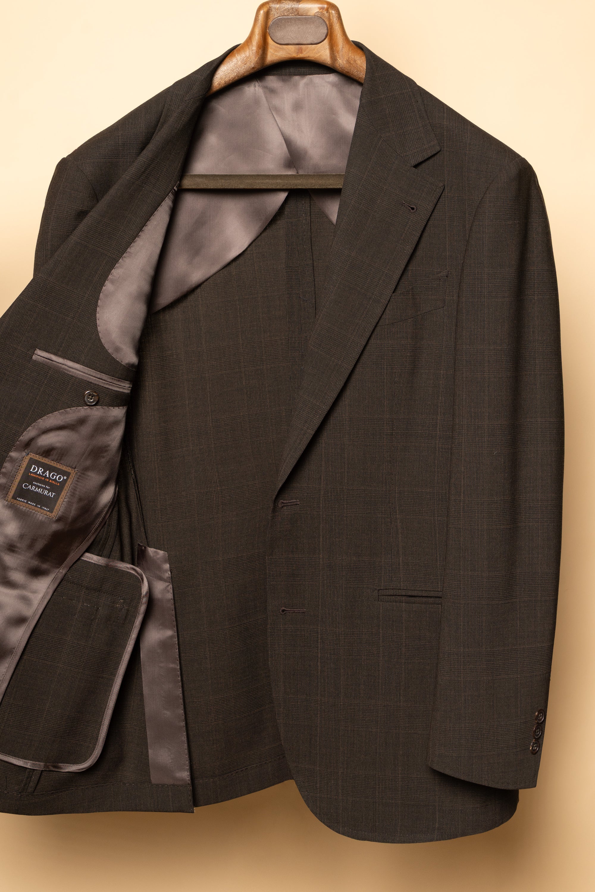 MTO Dark Brown Glen Check 140s Open Weave Wool Suit #752