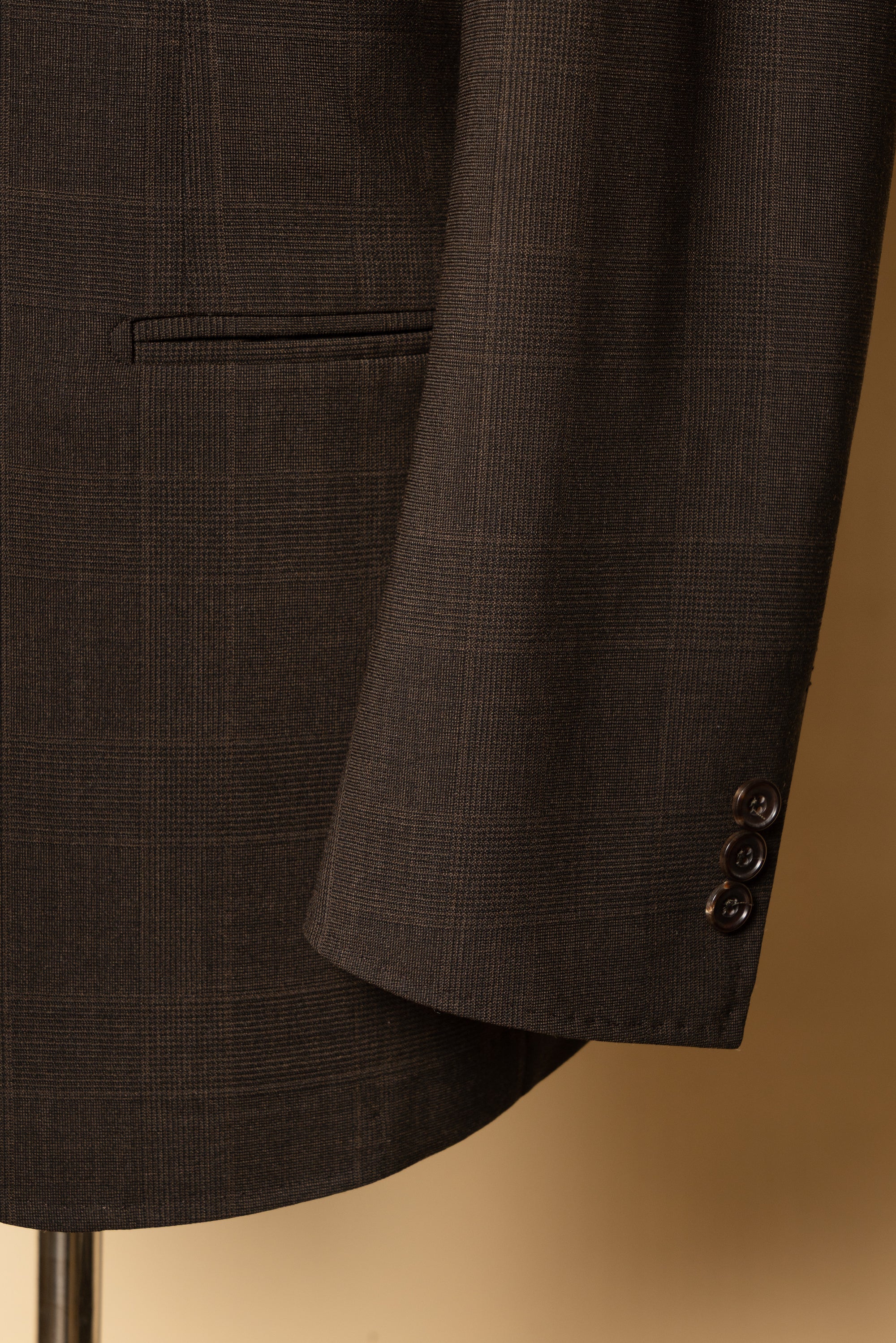 MTO Dark Brown Glen Check 140s Open Weave Wool Suit #752
