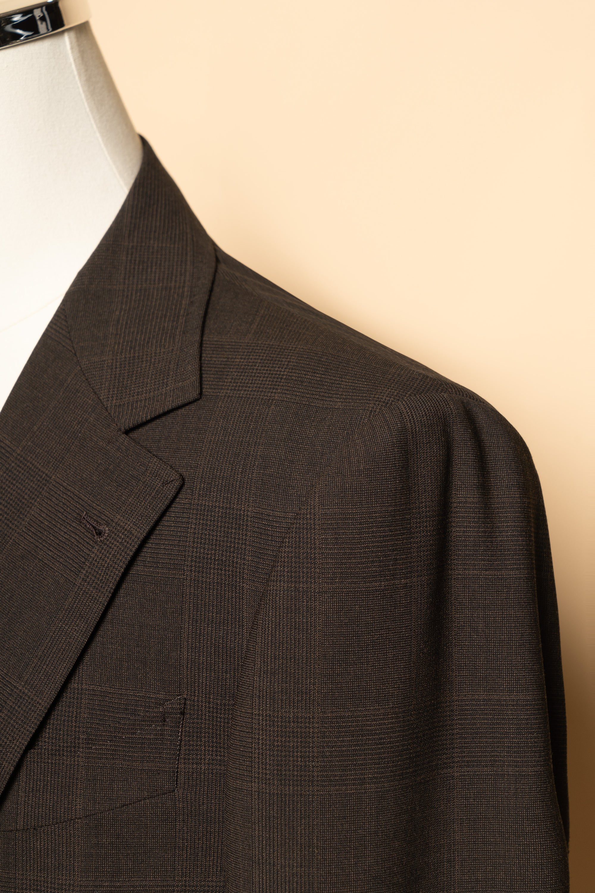 MTO Dark Brown Glen Check 140s Open Weave Wool Suit #752
