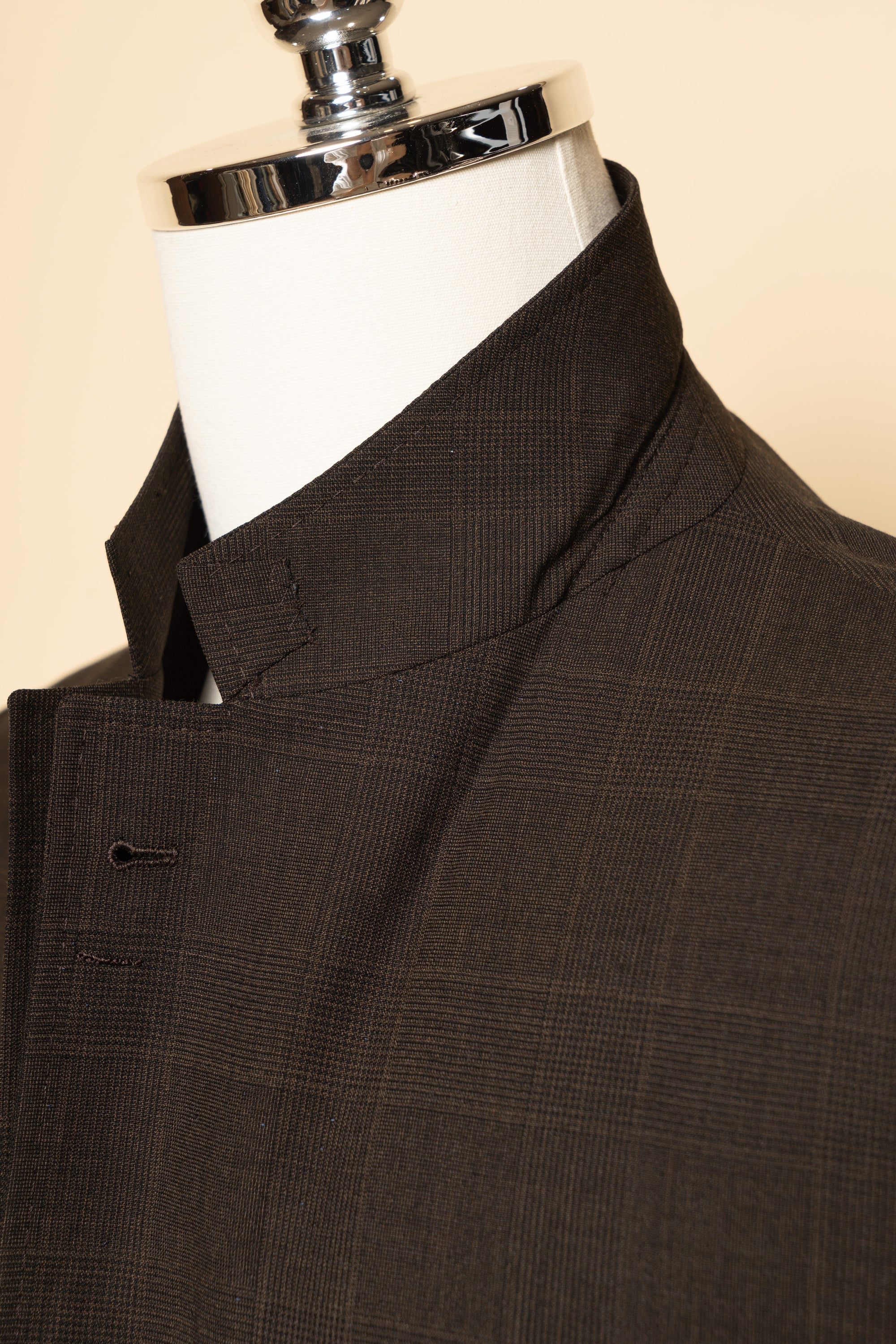 MTO Dark Brown Glen Check 140s Open Weave Wool Suit #752