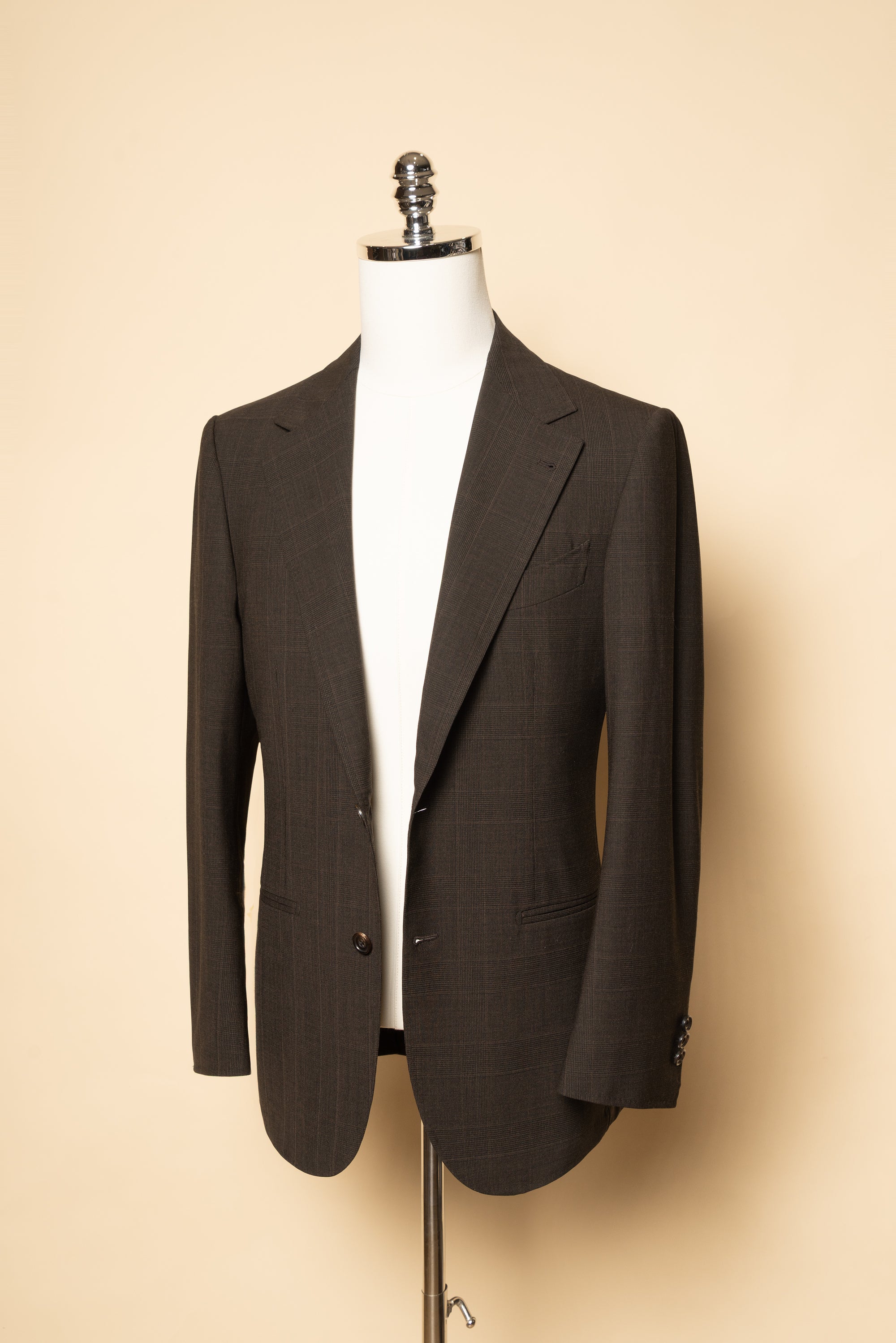 MTO Dark Brown Glen Check 140s Open Weave Wool Suit #752