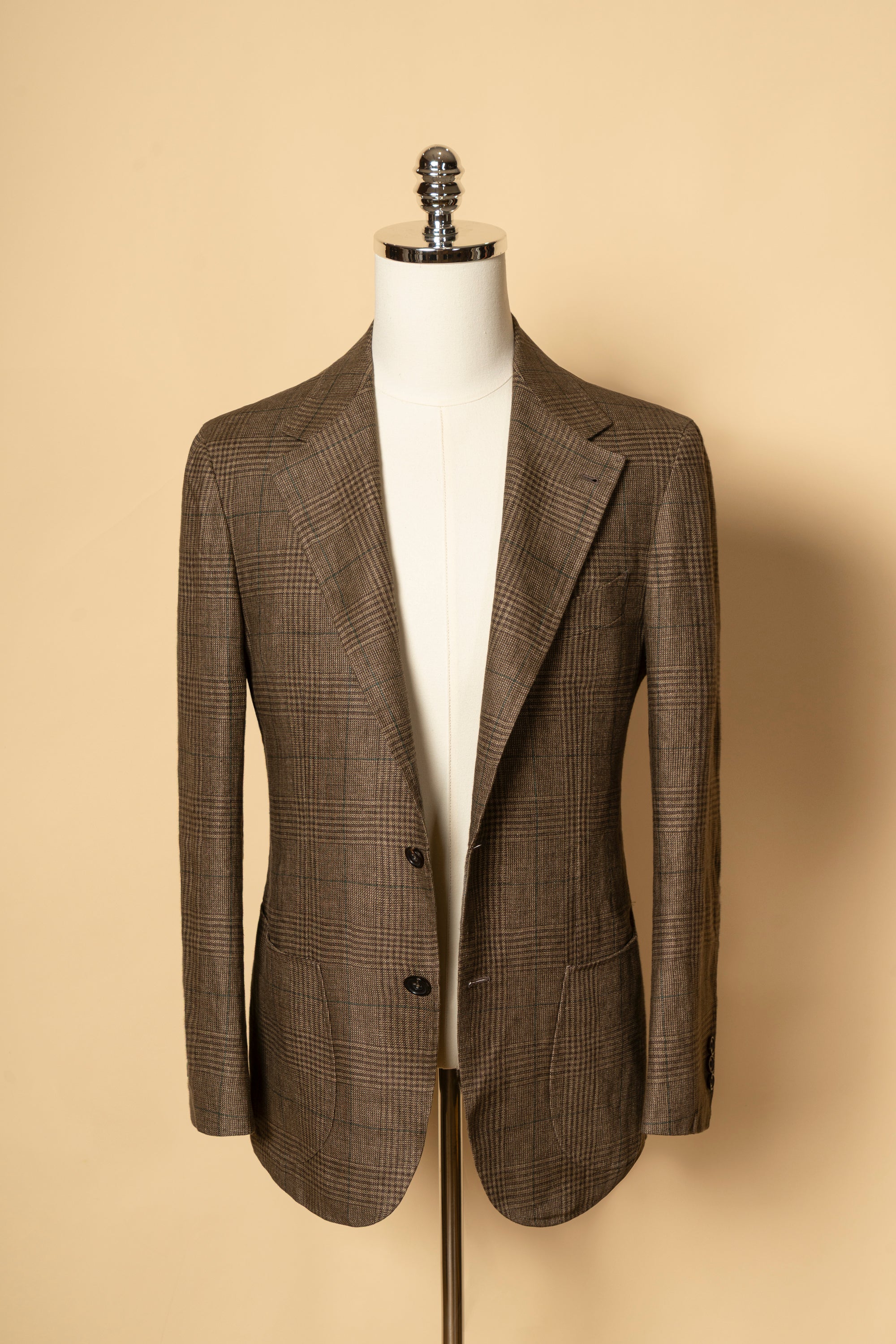 MTO Brown Green Glen Check Linen Jacket #497