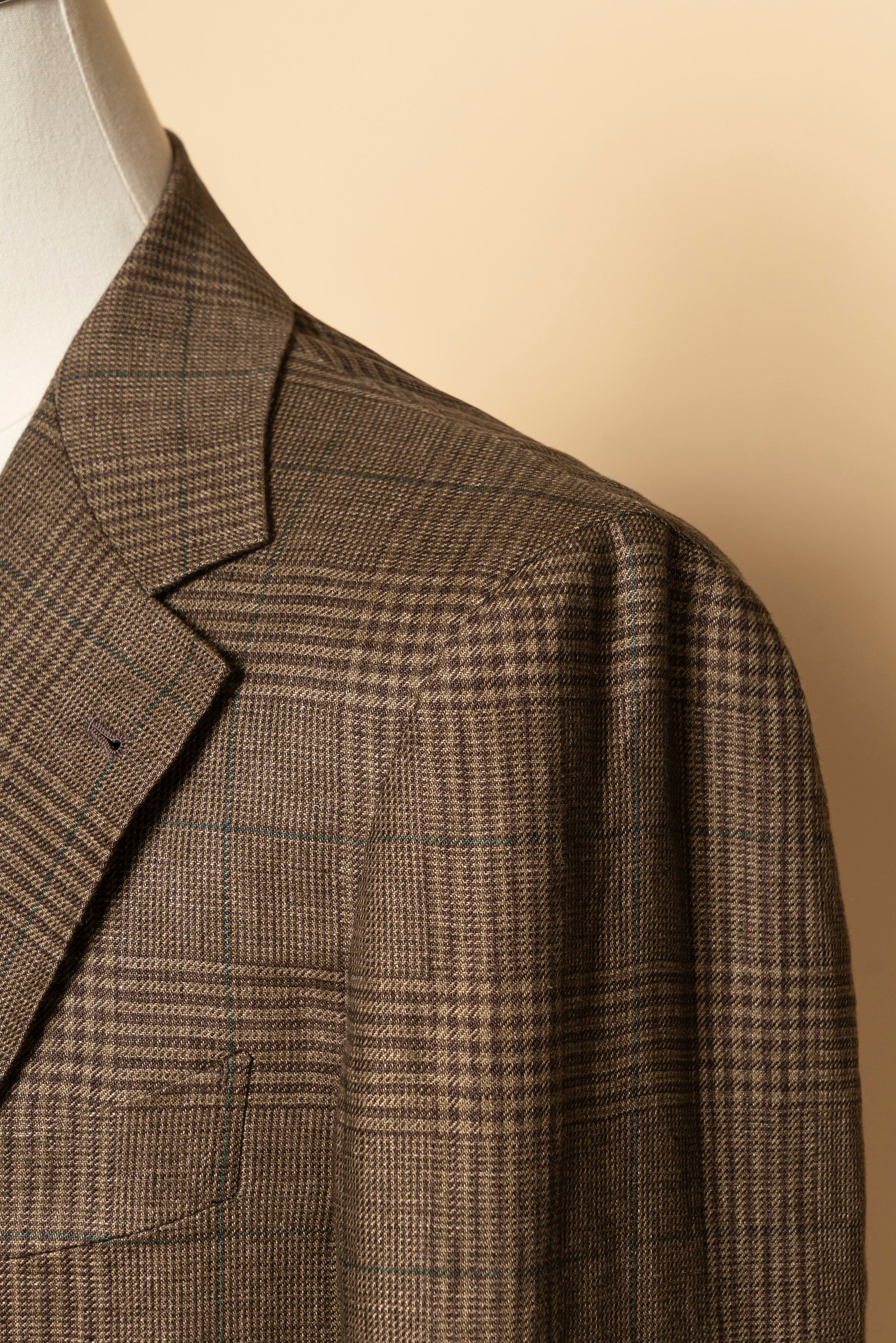 MTO Brown Green Glen Check Linen Jacket #497
