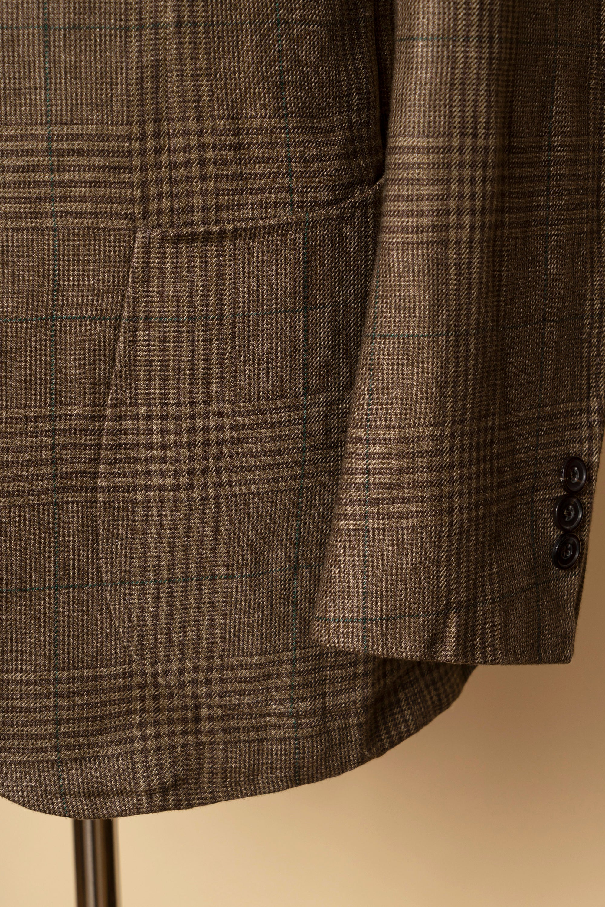 MTO Brown Green Glen Check Linen Jacket #497