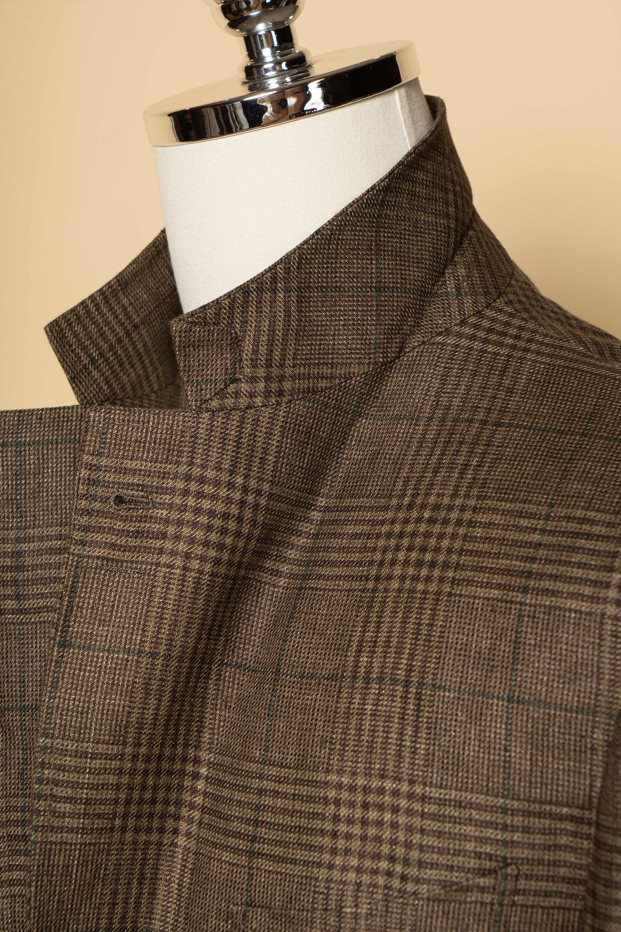 MTO Brown Green Glen Check Linen Jacket #497