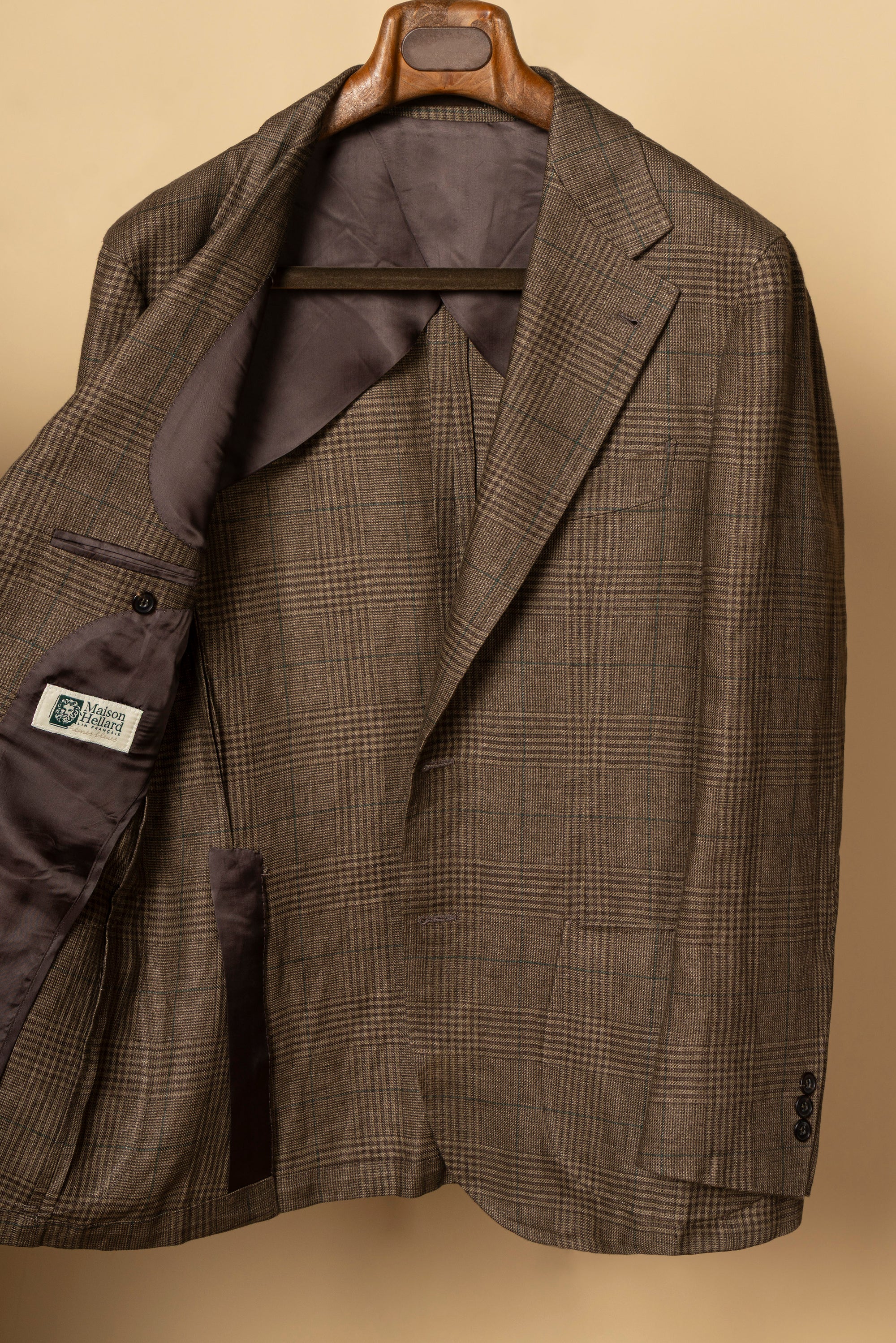 MTO Brown Green Glen Check Linen Jacket #497