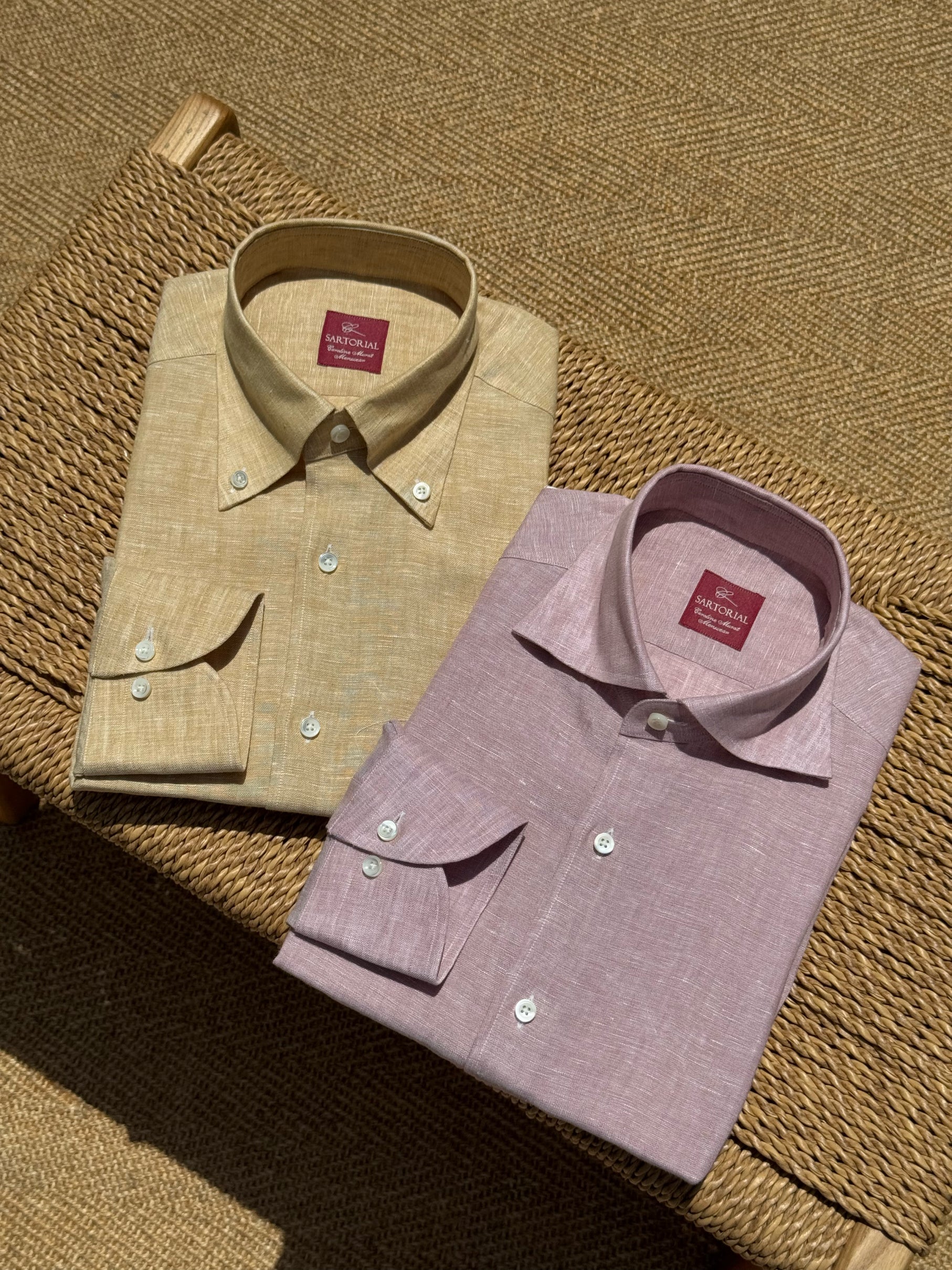 Chalky Pink / Florence Yellow Linen Shirt #XS8 #XS12