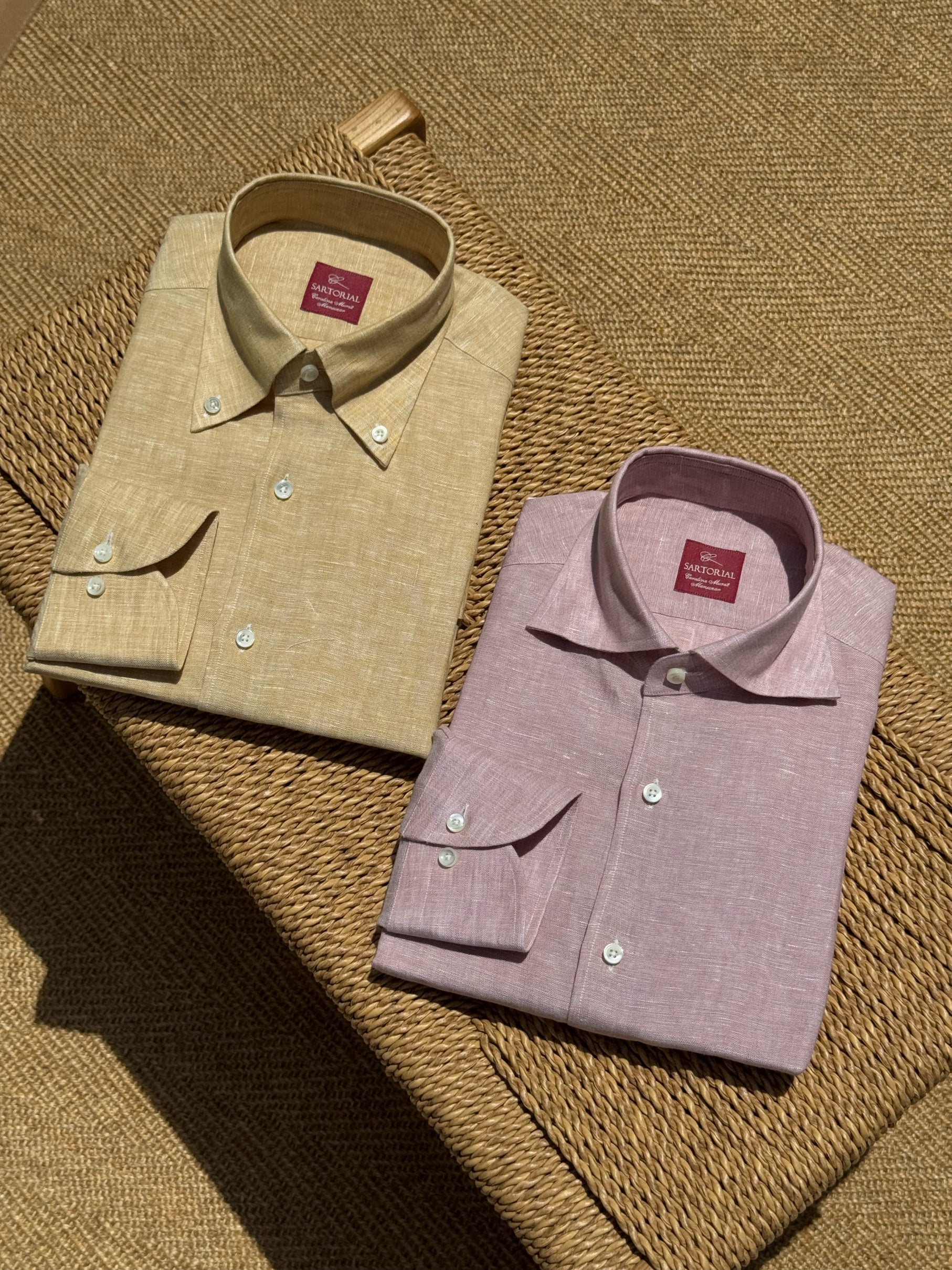 Chalky Pink / Florence Yellow Linen Shirt #XS8 #XS12