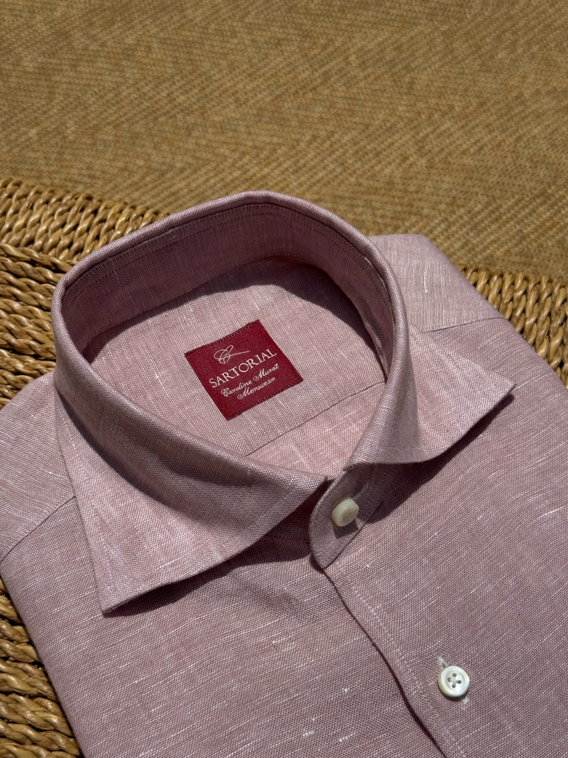 Chalky Pink / Florence Yellow Linen Shirt #XS8 #XS12