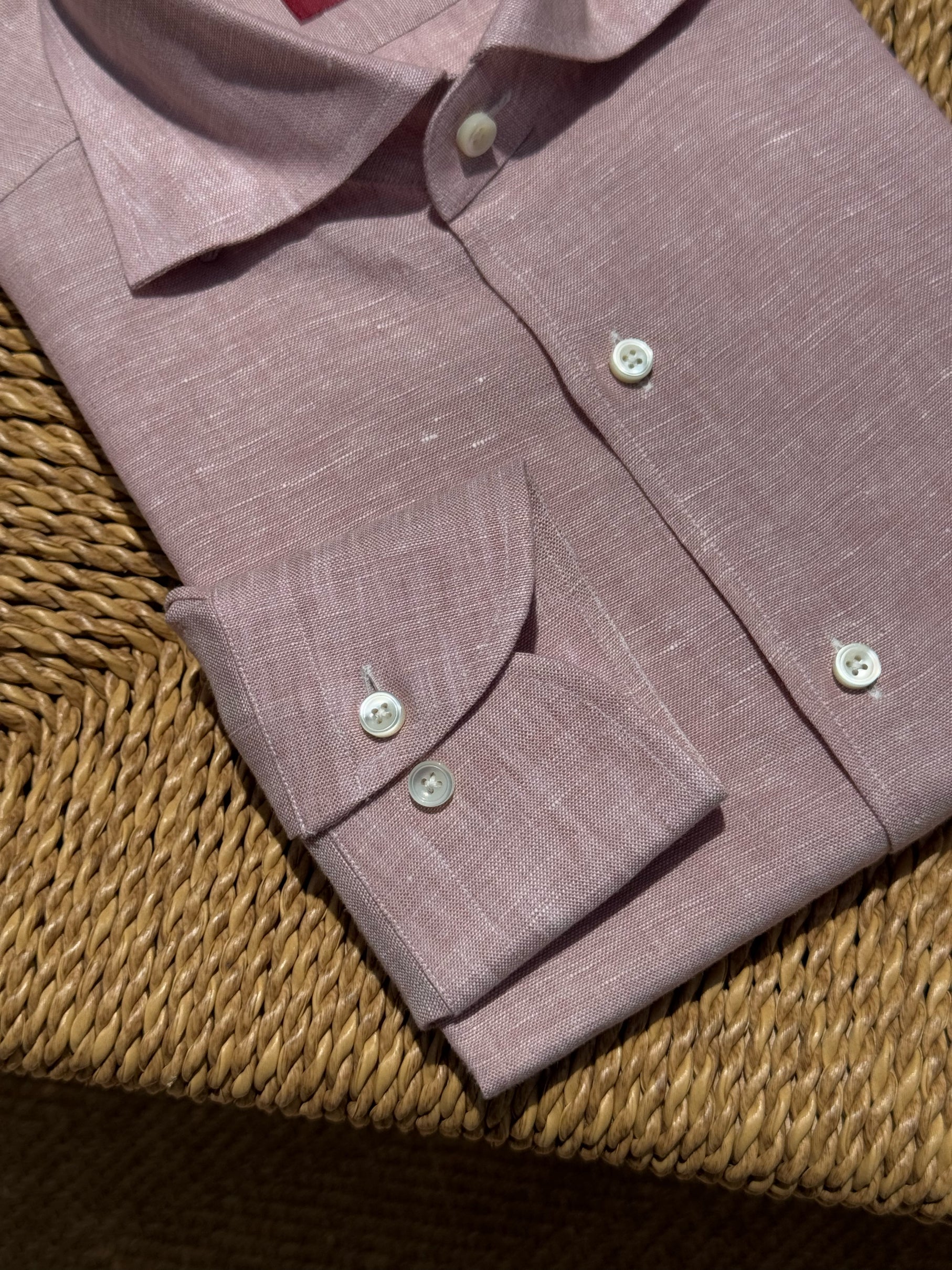 Chalky Pink / Florence Yellow Linen Shirt #XS8 #XS12