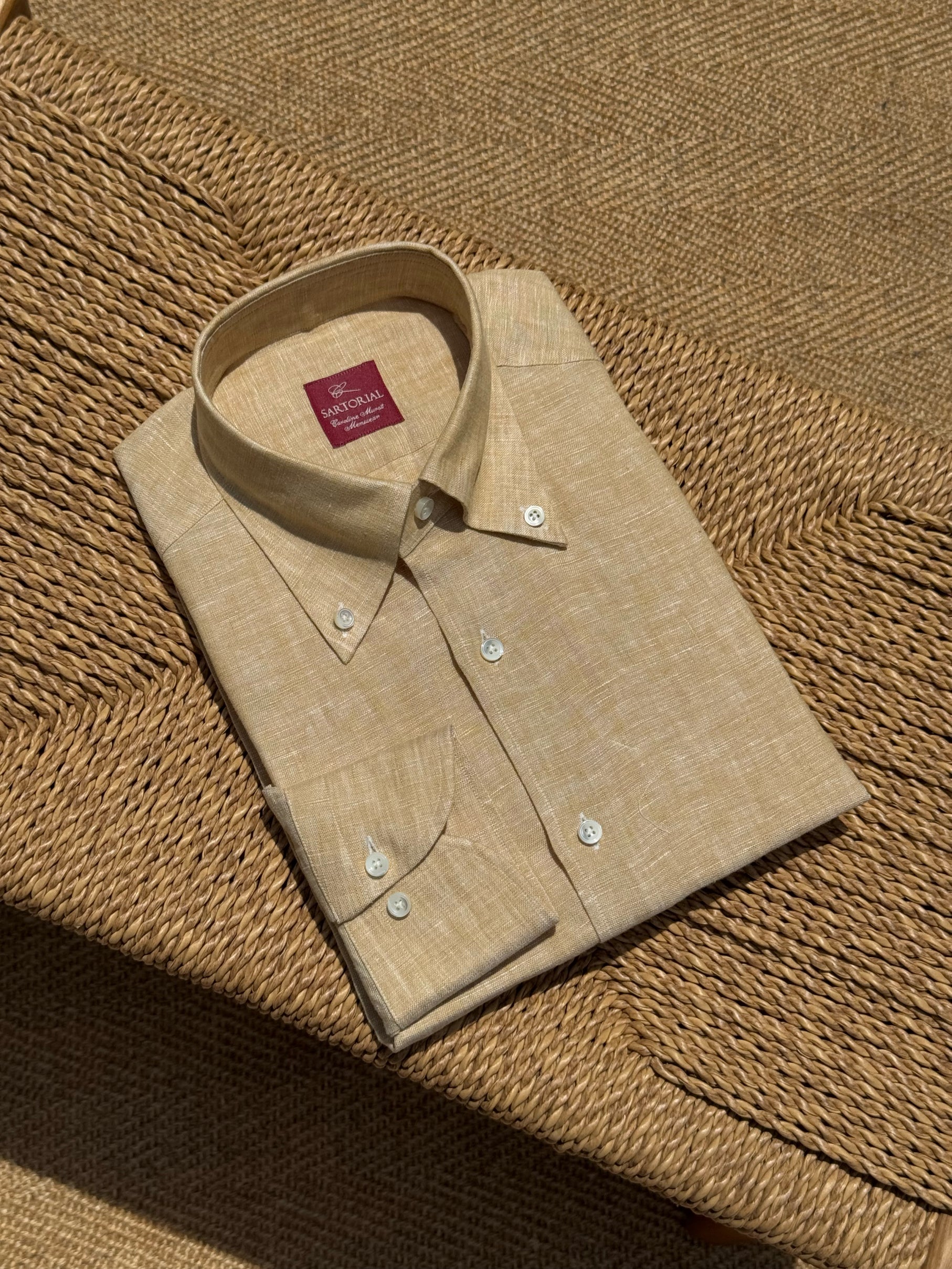 Chalky Pink / Florence Yellow Linen Shirt #XS8 #XS12