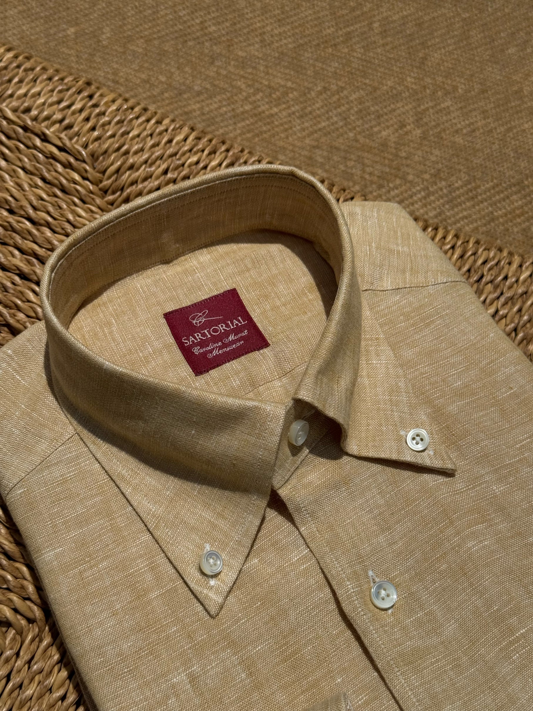Chalky Pink / Florence Yellow Linen Shirt #XS8 #XS12