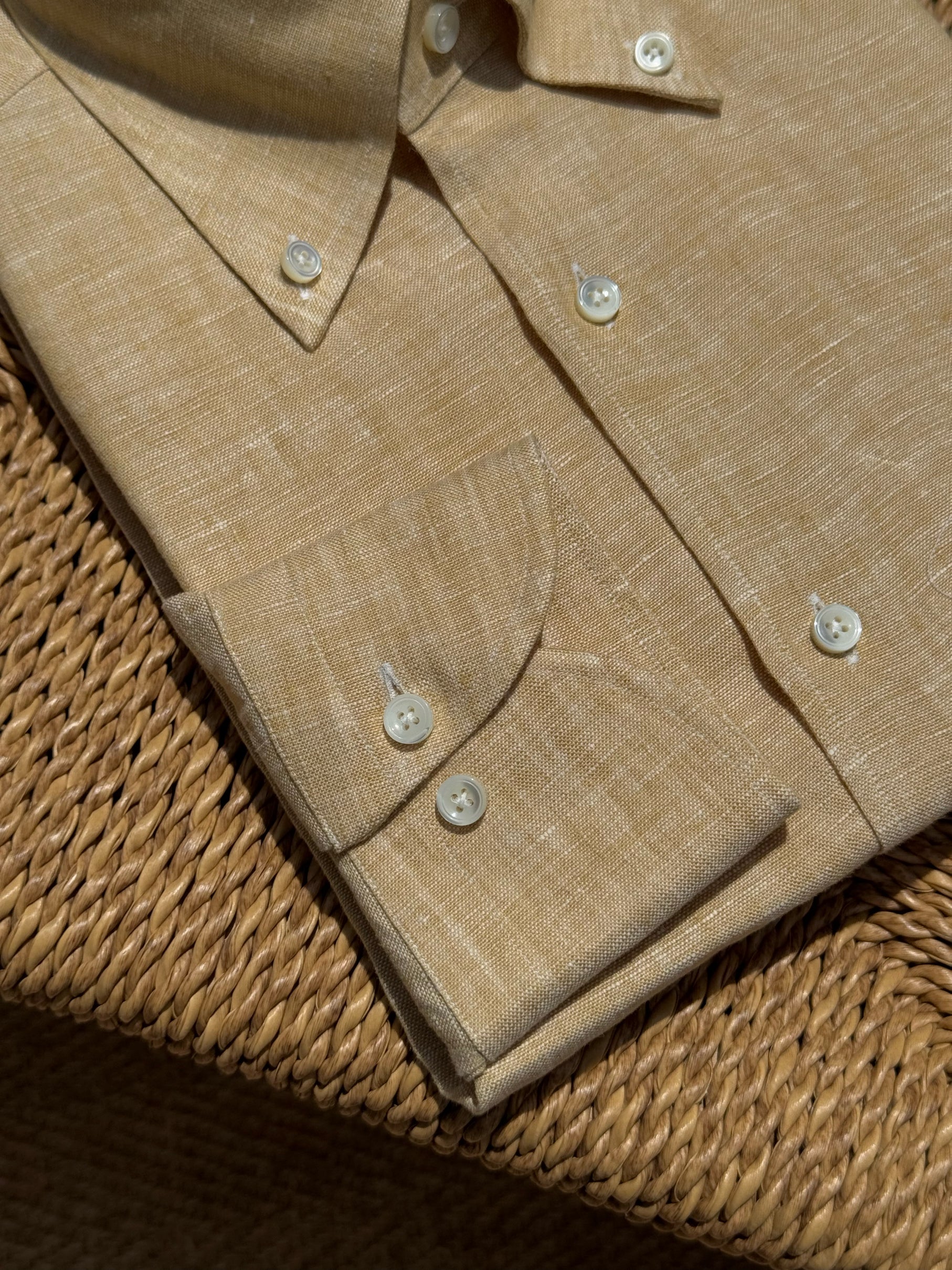 Chalky Pink / Florence Yellow Linen Shirt #XS8 #XS12