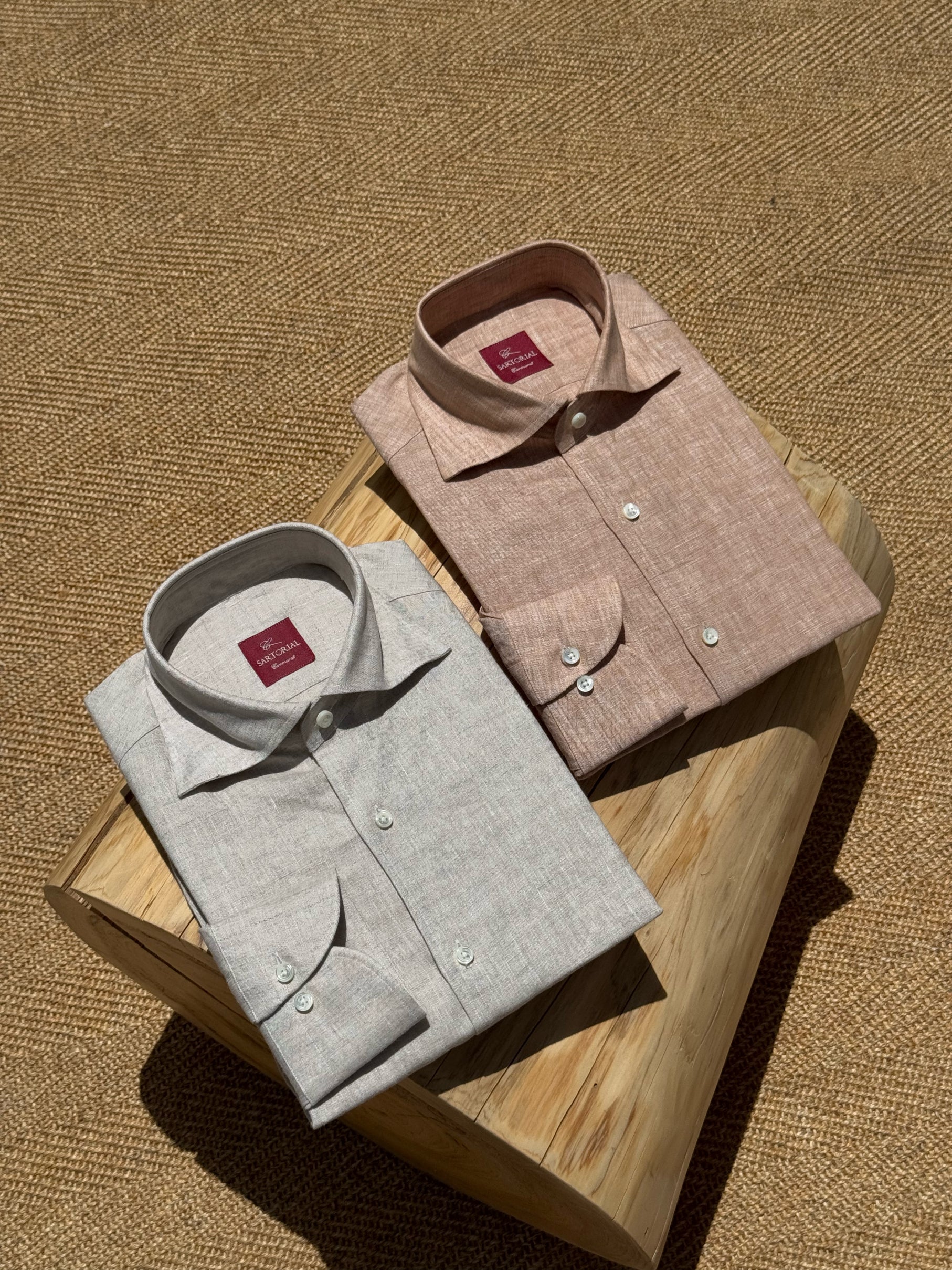 Natural / Tangerine Linen Shirt #XS11 #XS16