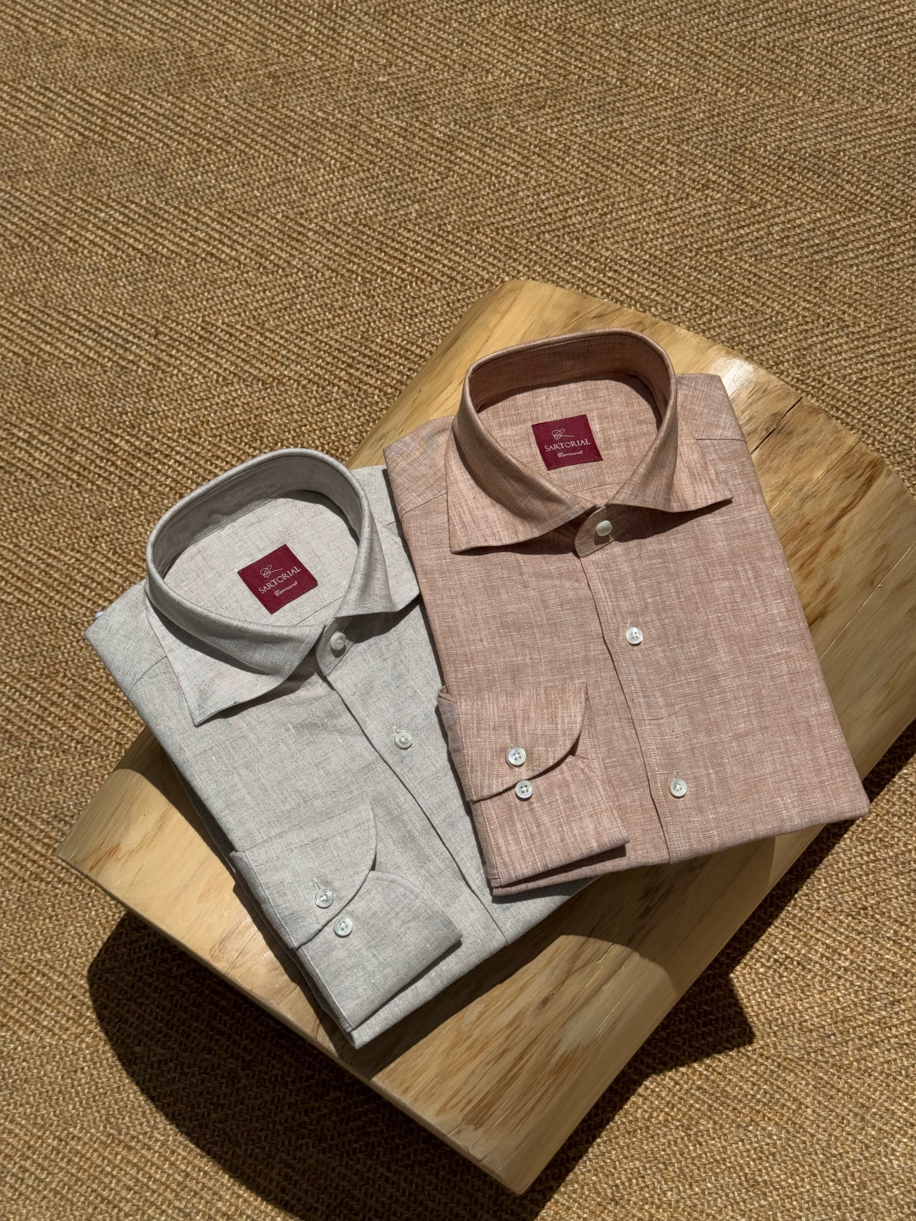 Natural / Tangerine Linen Shirt #XS11 #XS16