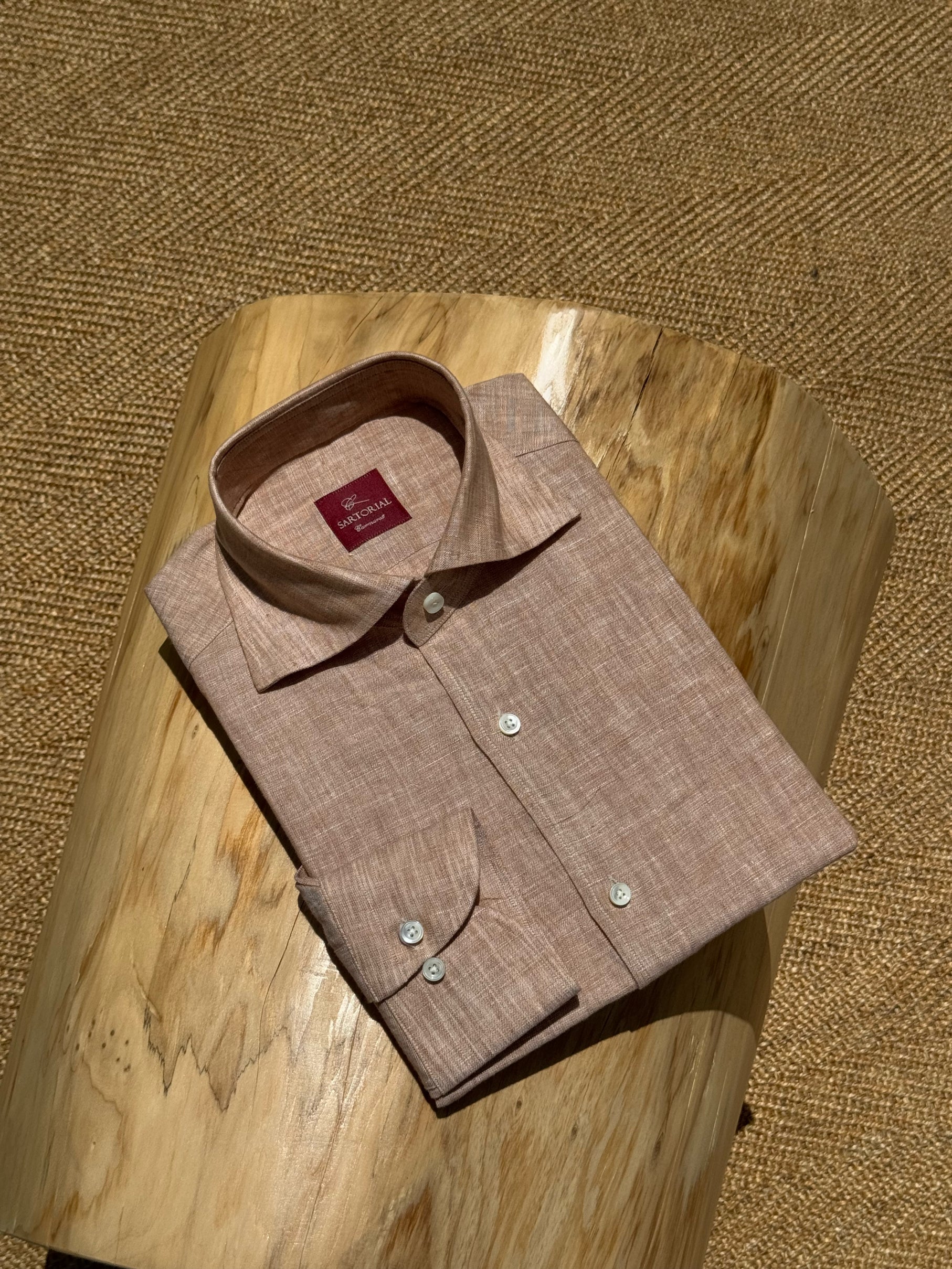 Natural / Tangerine Linen Shirt #XS11 #XS16