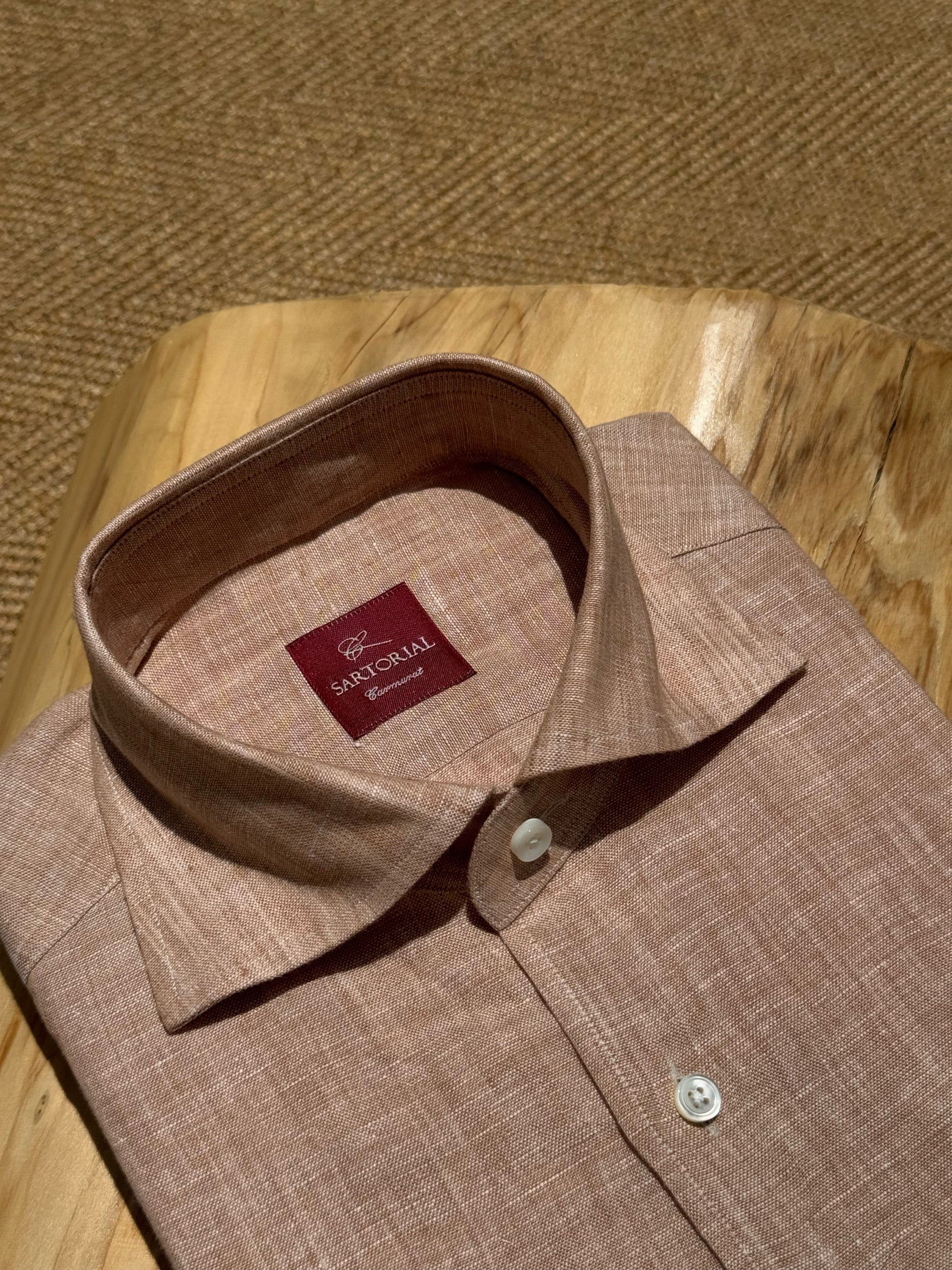 Natural / Tangerine Linen Shirt #XS11 #XS16