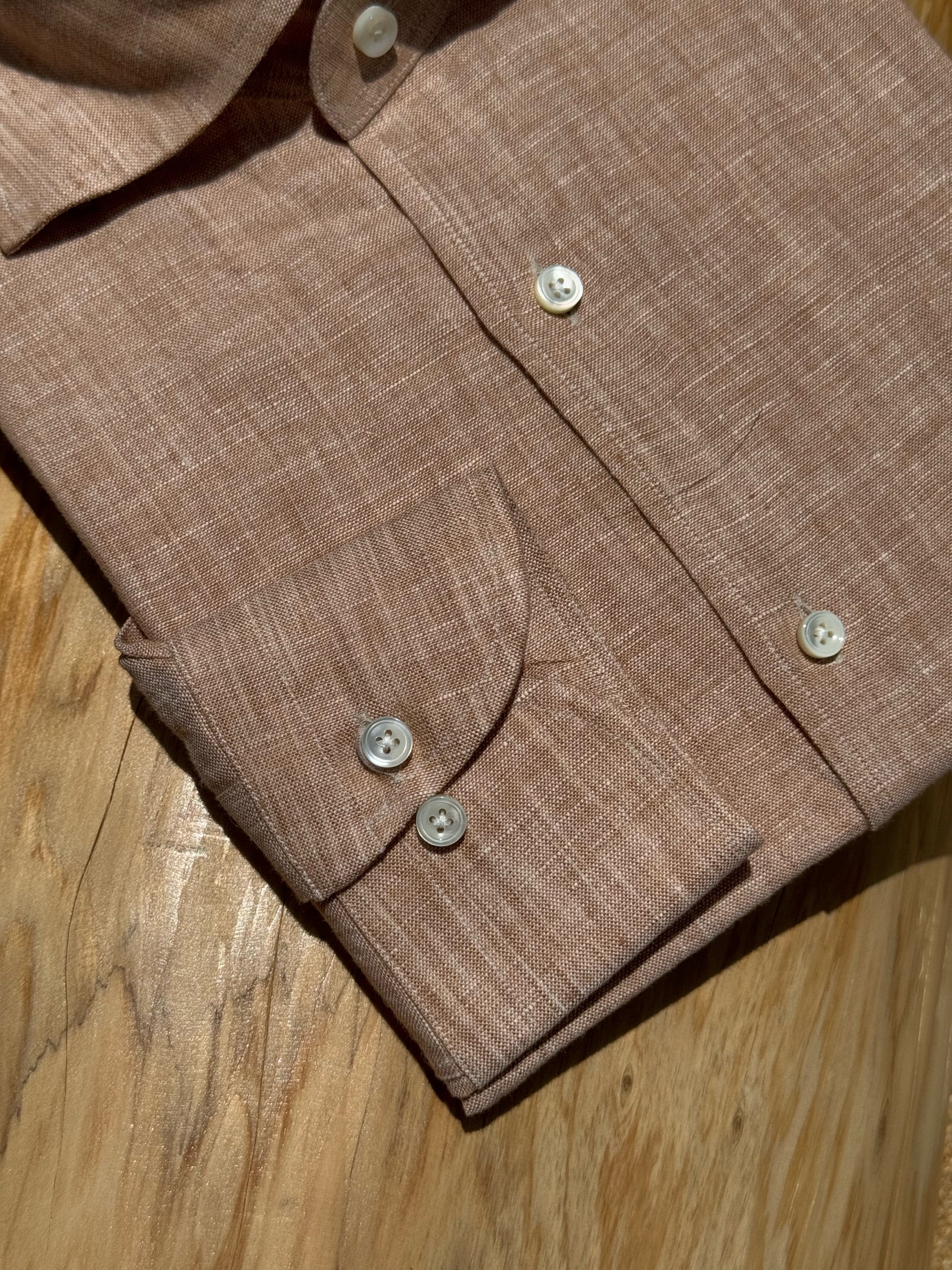 Natural / Tangerine Linen Shirt #XS11 #XS16