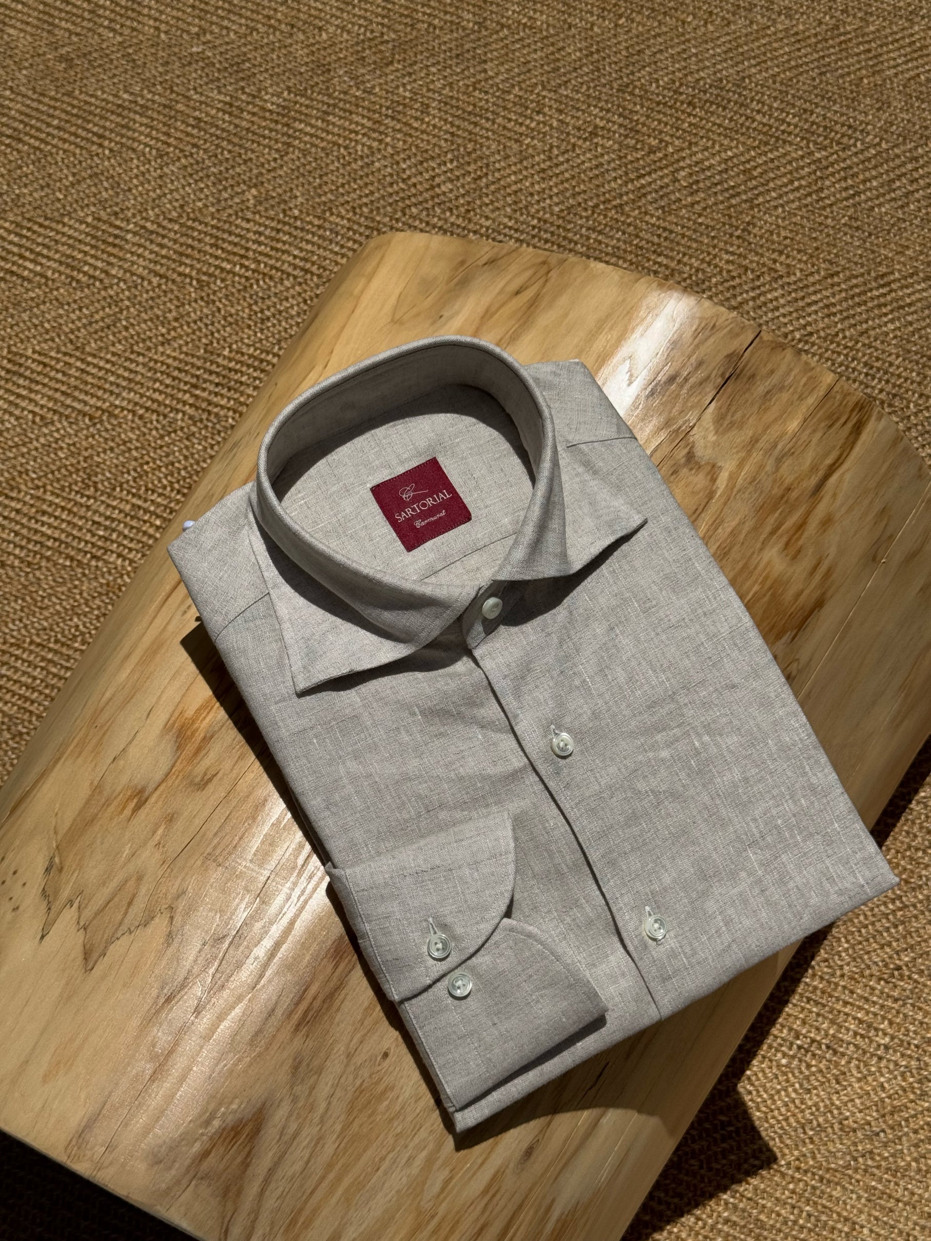 Natural / Tangerine Linen Shirt #XS11 #XS16