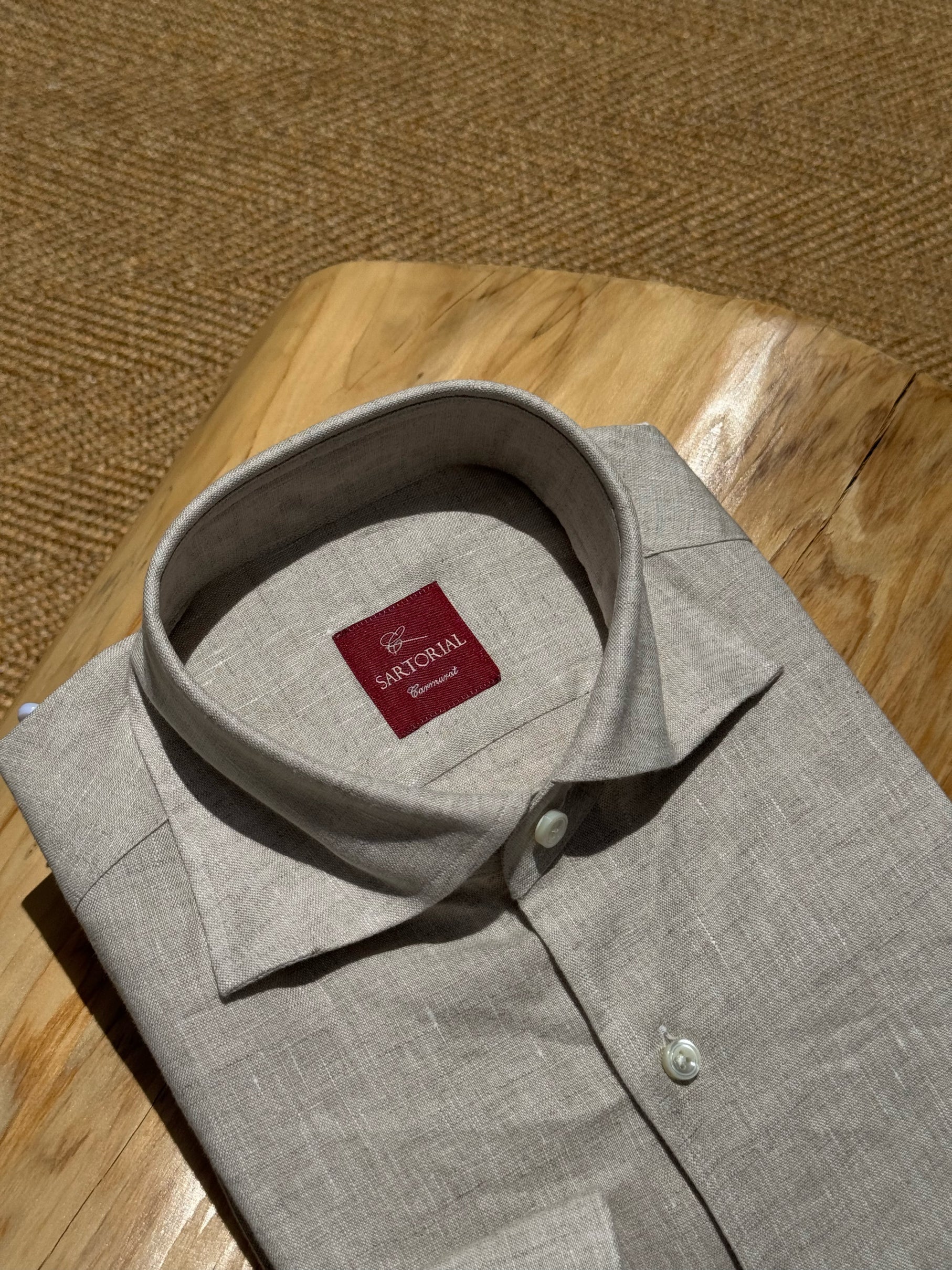 Natural / Tangerine Linen Shirt #XS11 #XS16