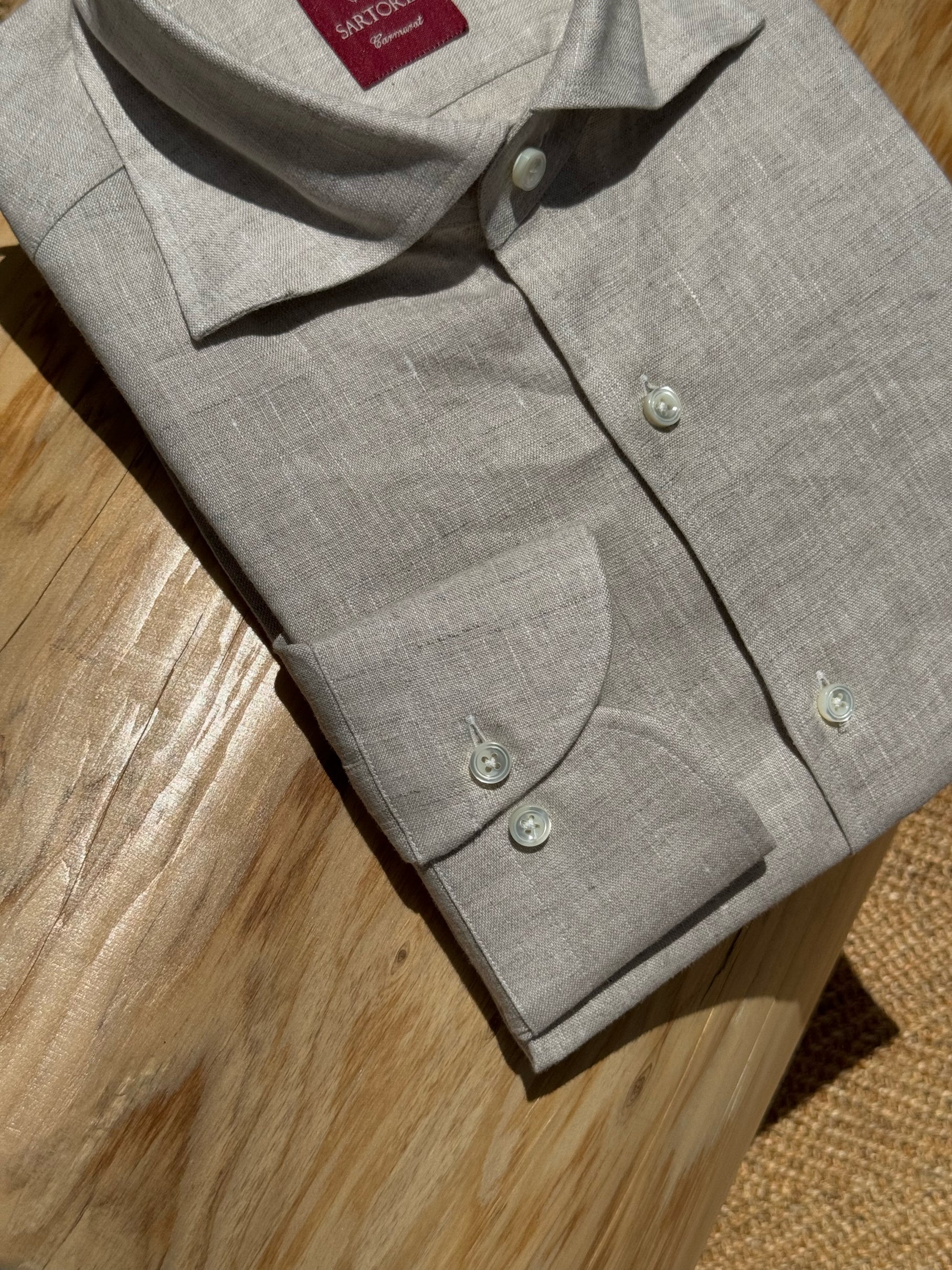 Natural / Tangerine Linen Shirt #XS11 #XS16