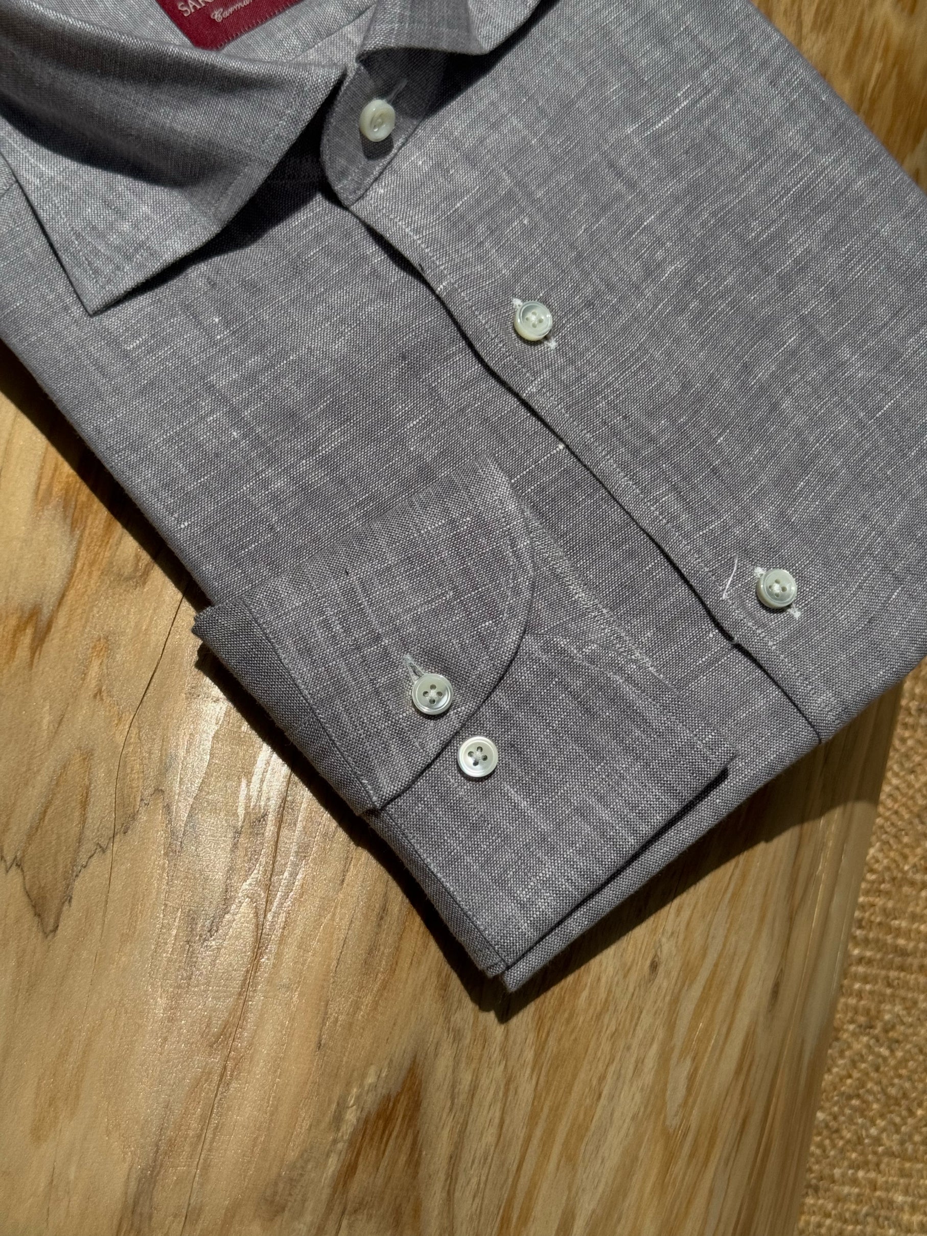 Pale Grey / Green Linen Shirt #XS10 #XS13