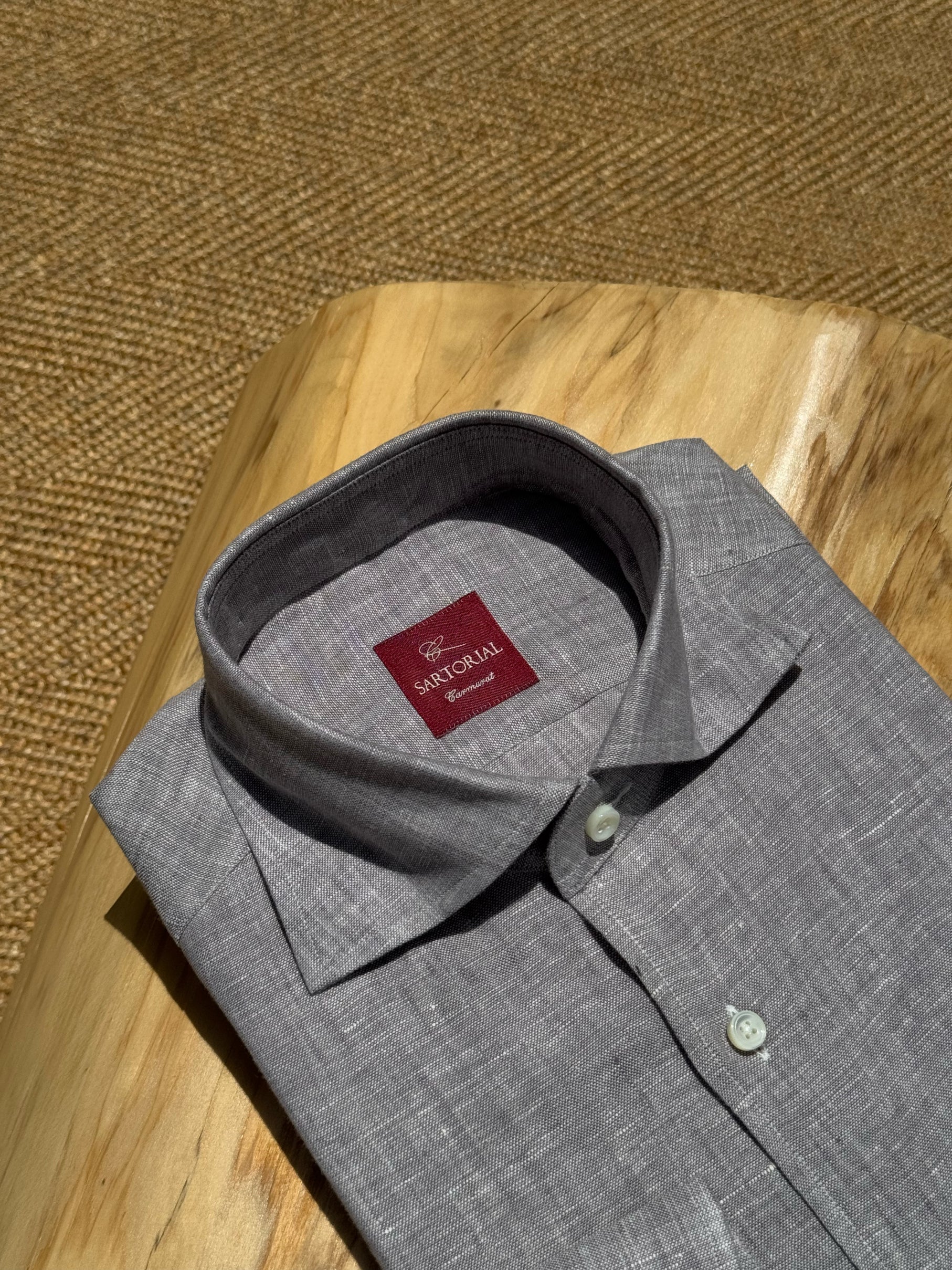 Pale Grey / Green Linen Shirt #XS10 #XS13