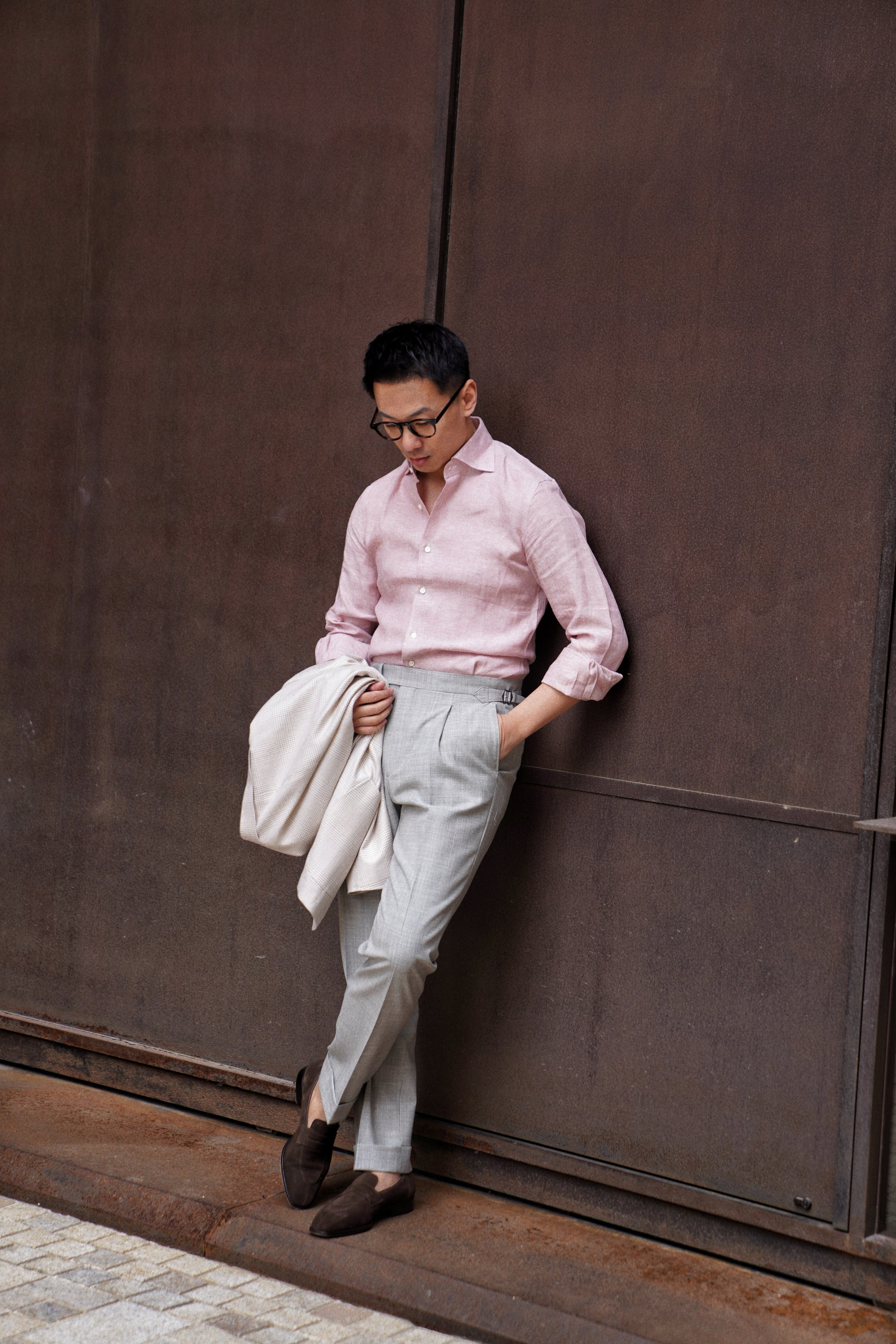 Chalky Pink / Florence Yellow Linen Shirt #XS8 #XS12