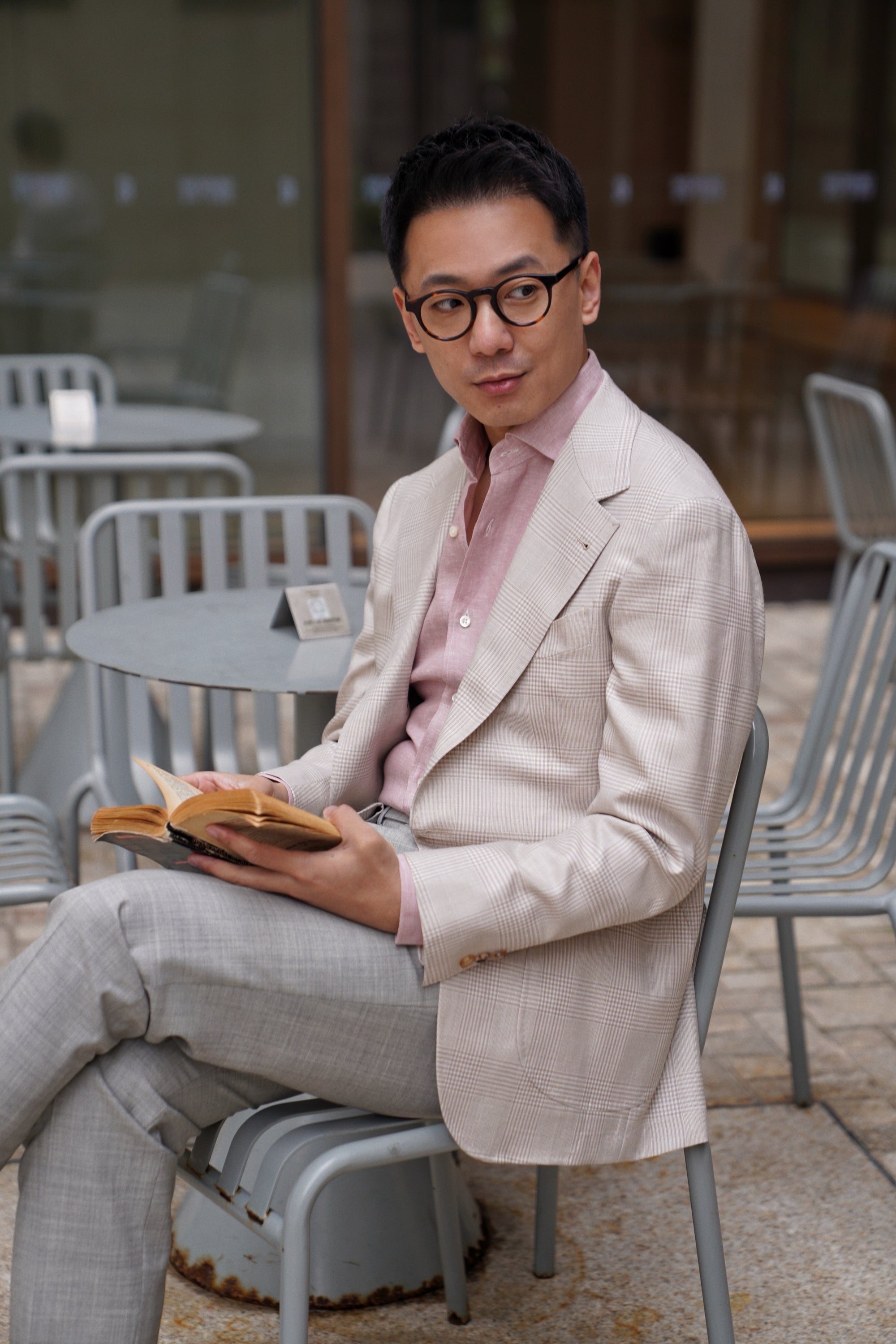 Chalky Pink / Florence Yellow Linen Shirt #XS8 #XS12