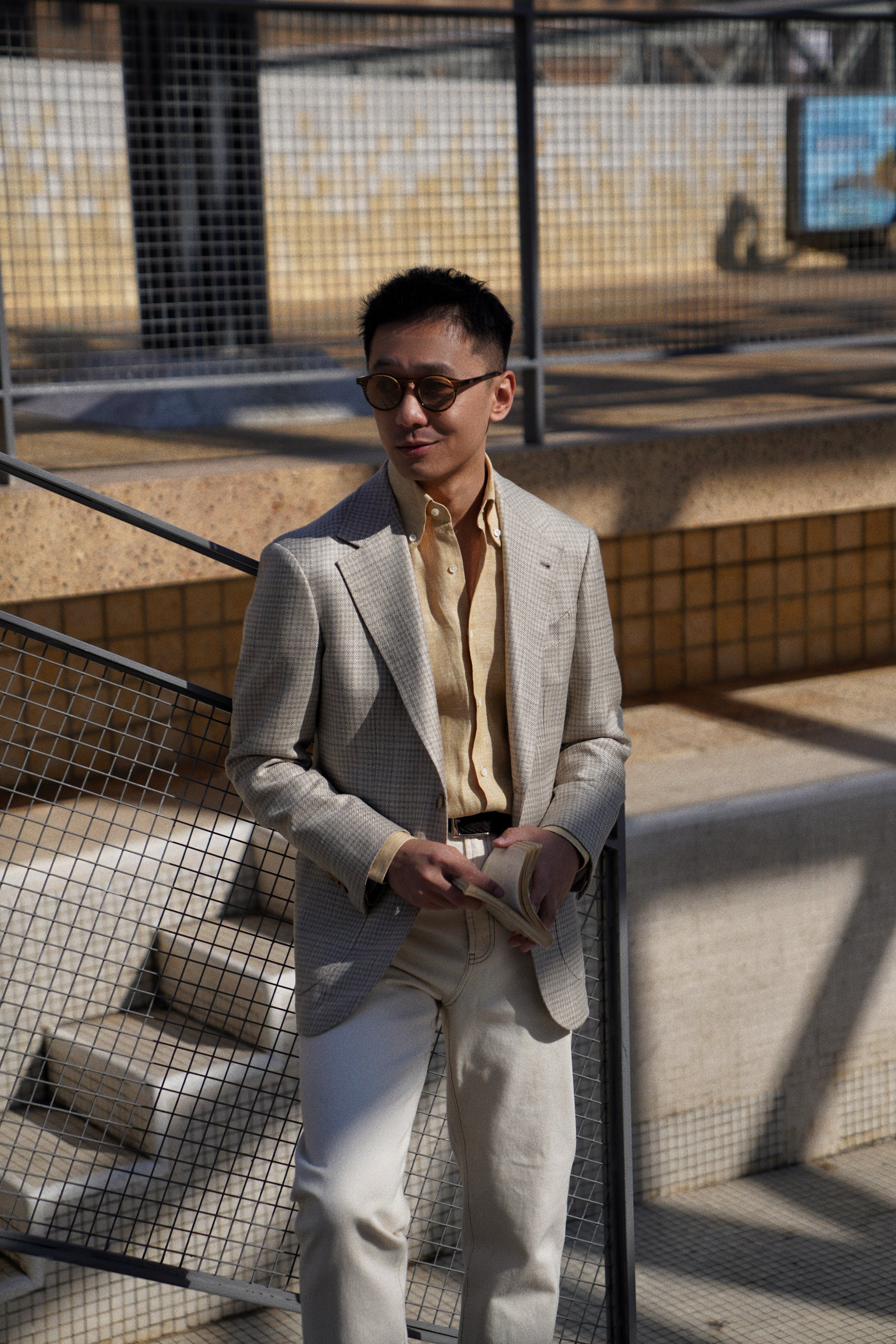 Chalky Pink / Florence Yellow Linen Shirt #XS8 #XS12