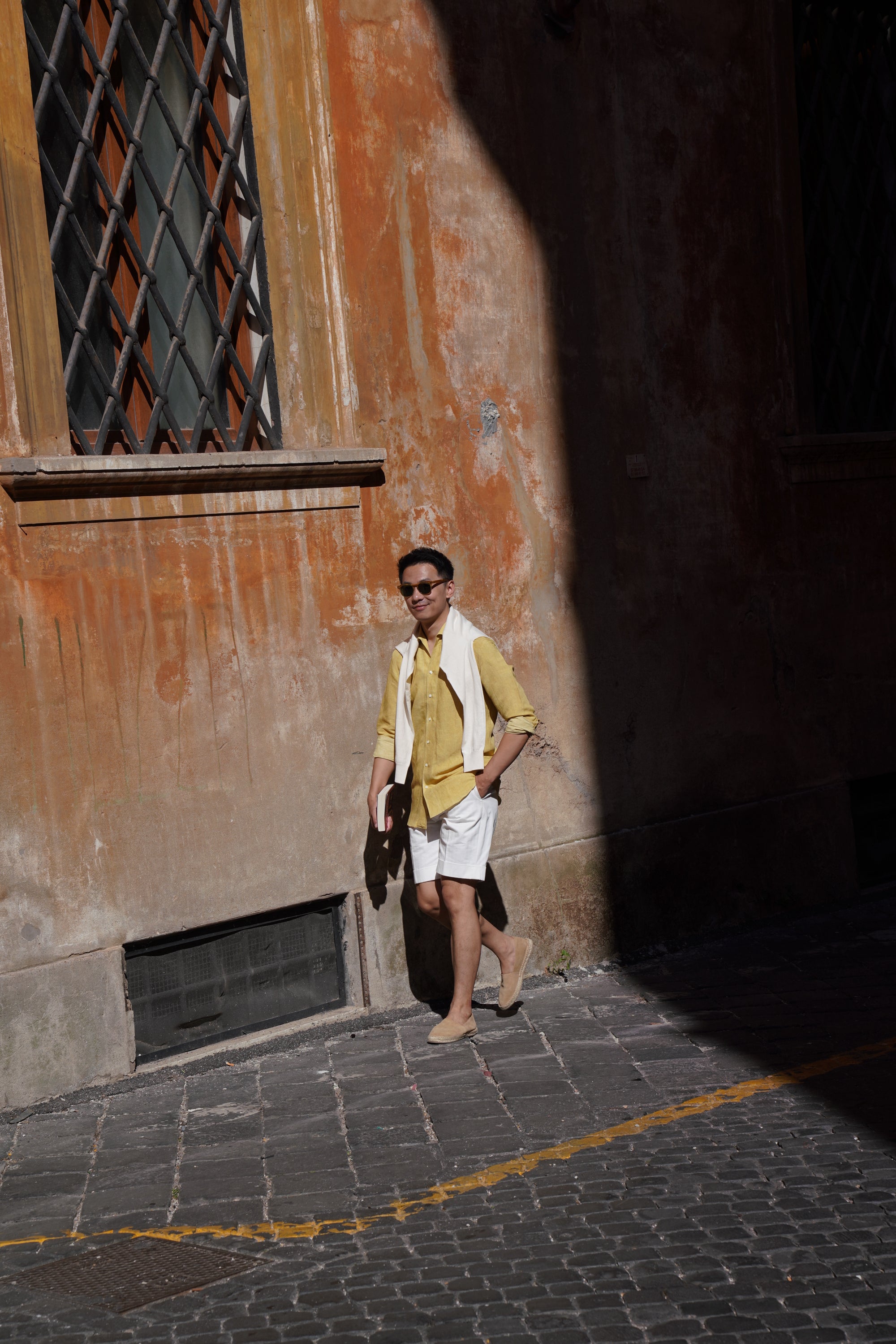 Chalky Pink / Florence Yellow Linen Shirt #XS8 #XS12