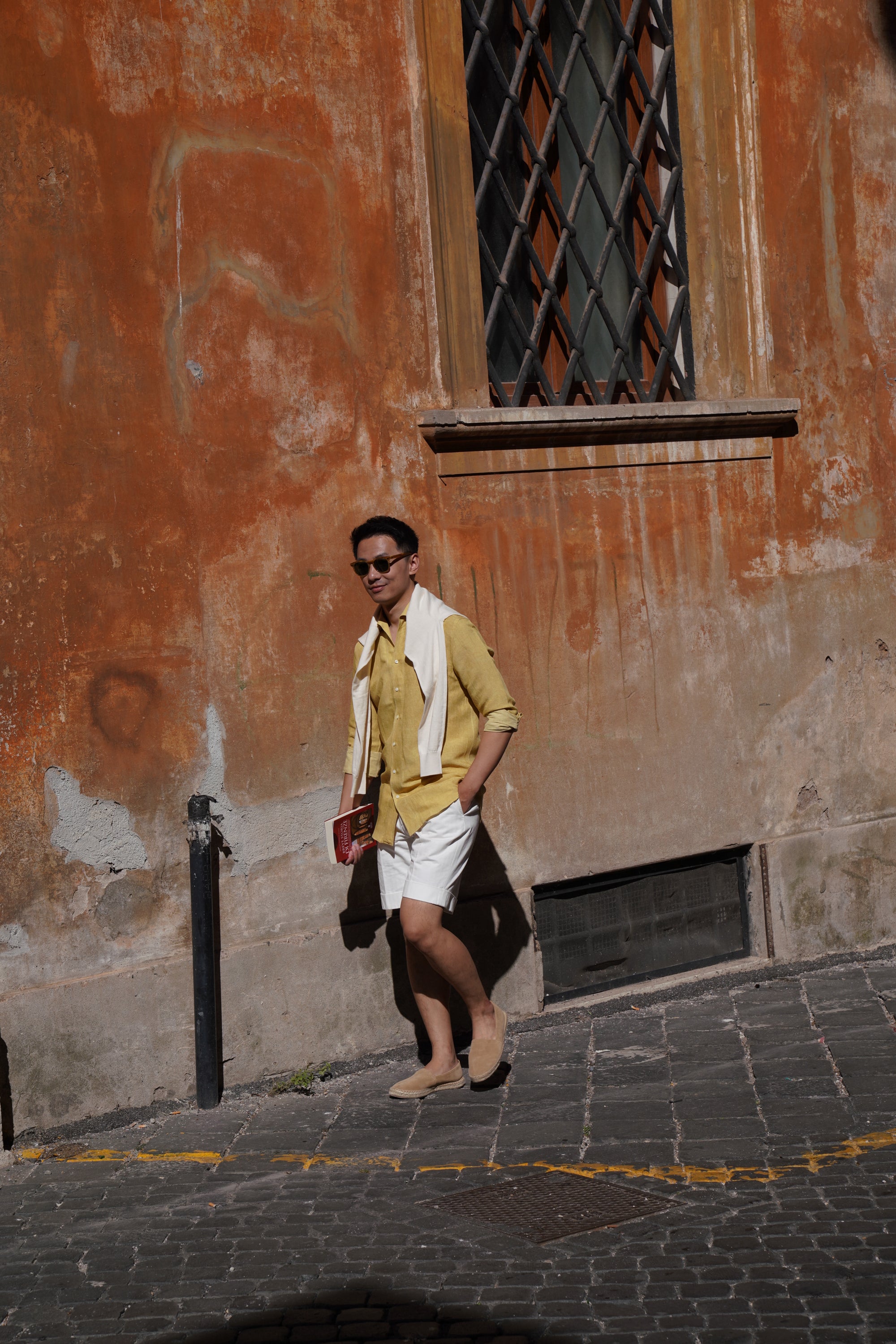 Chalky Pink / Florence Yellow Linen Shirt #XS8 #XS12