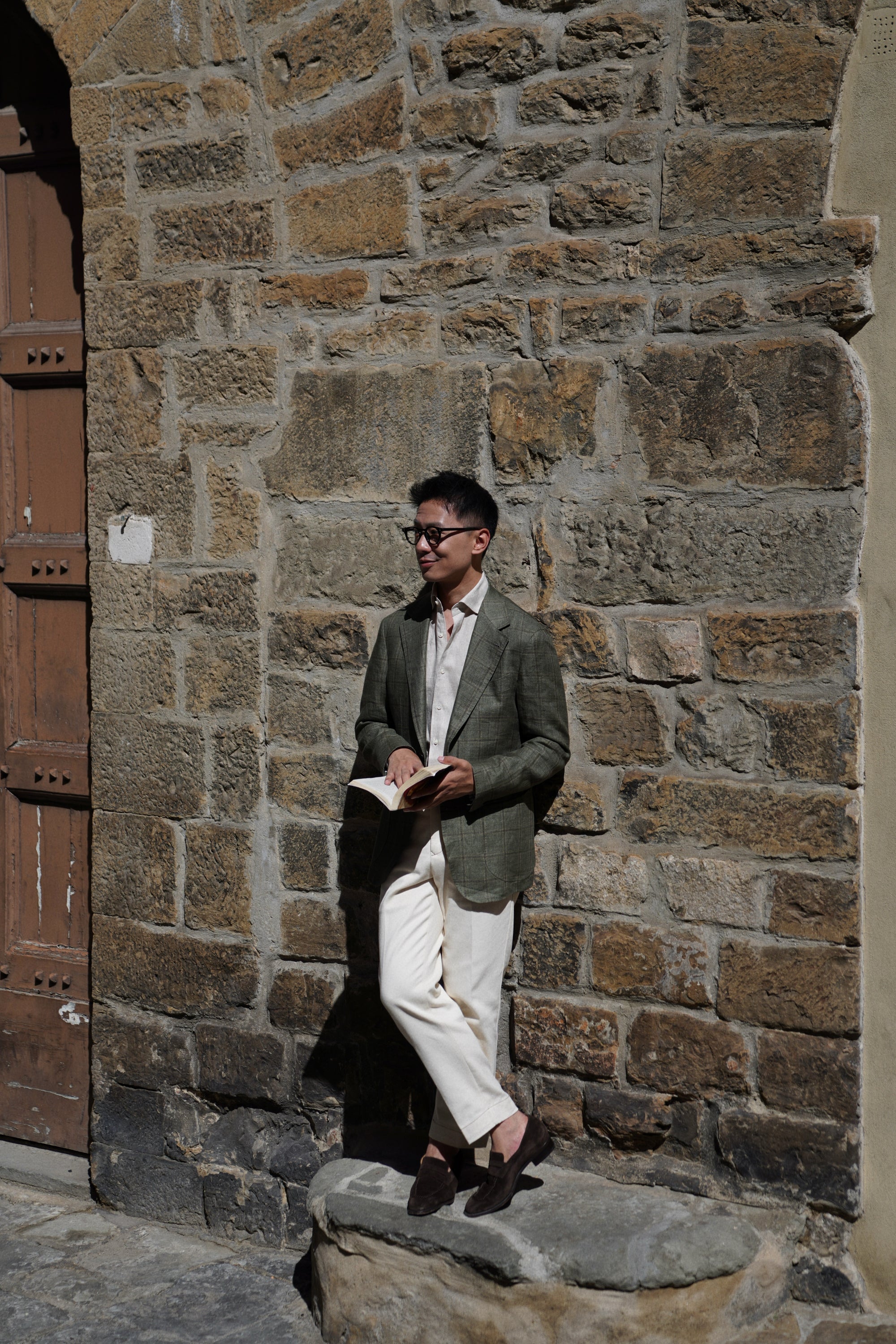 Natural / Tangerine Linen Shirt #XS11 #XS16