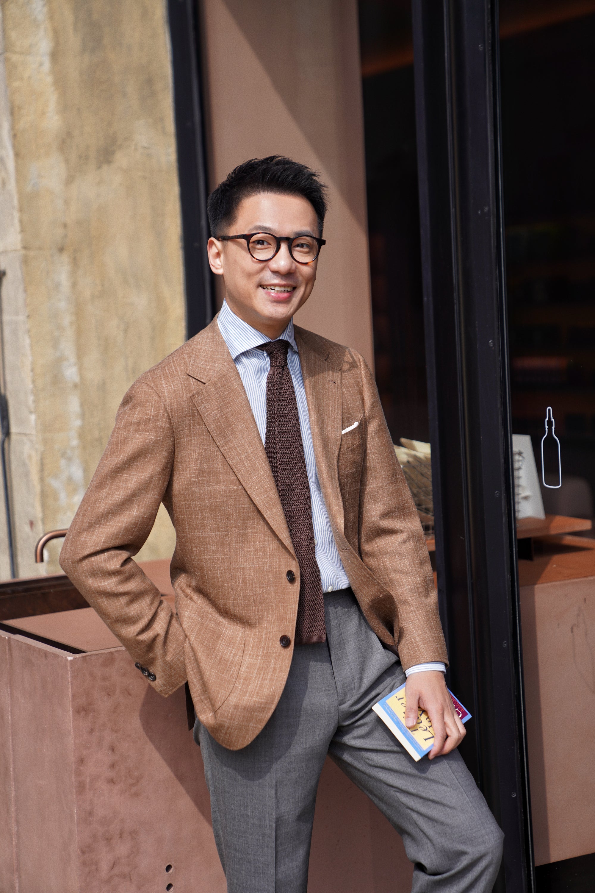 Burgundy Stripe / Blue Stripe Linen Shirt #XSDH25 #XSDH26