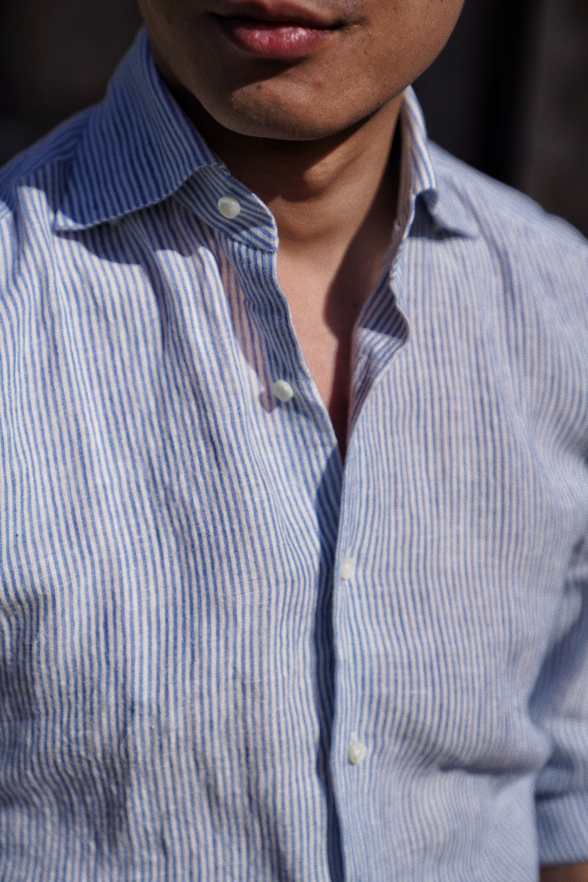 Burgundy Stripe / Blue Stripe Linen Shirt #XSDH25 #XSDH26